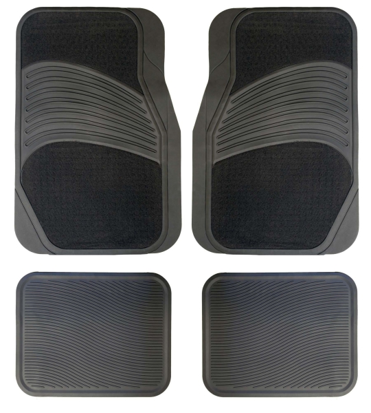 Halfords Carpet Rubber Car Floor Mats Front Rear Set Universal Fit