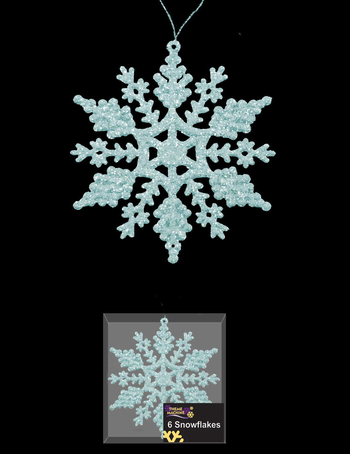 6 pale ice blue snowflake glitter christmas tree hanging 6 pale ice blue snowflake glitter christmas tree hanging