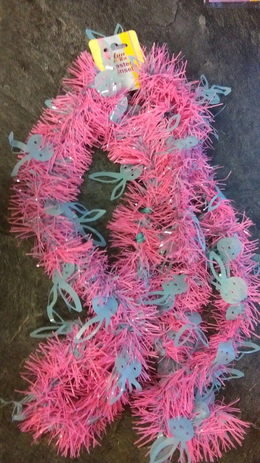3 x Pink & Blue Easter Bunnys Tinsel Garland Decoration