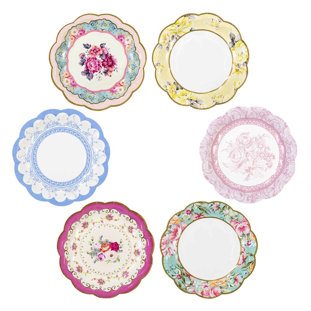 12 Luxury Vintage Style Afternoon Tea Party paper Plates Shabby Chic