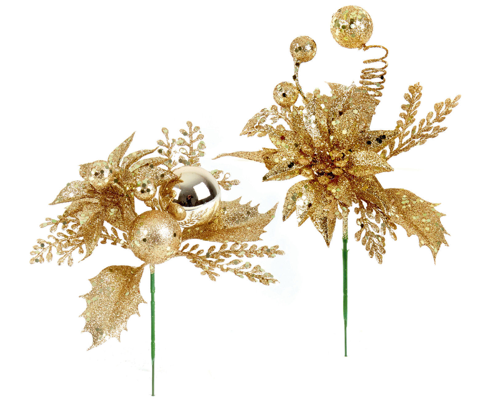 6 x christmas pale chagne gold picks flower decoration 6 x christmas pale chagne gold picks flower decoration
