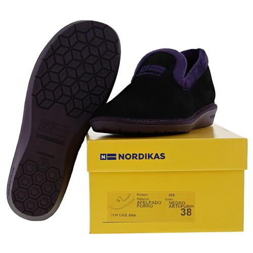 Nordikas Nicola 305 Womens Ladies Black Indoor Outdoor Sole Slippers Size 4-9