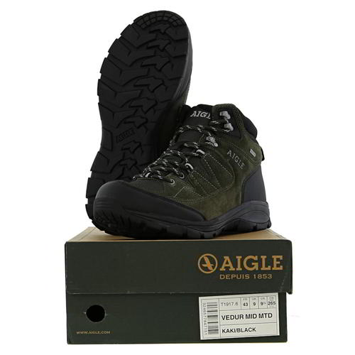 Aigle Mens Waterproof Walking Boots Vedur Mid Green Hiking Shoes Size 8-11