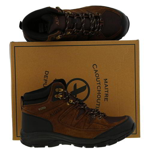 Aigle Mens Waterproof Walking Boots Vedur Mid Brown Hiking Shoes Size 8-11