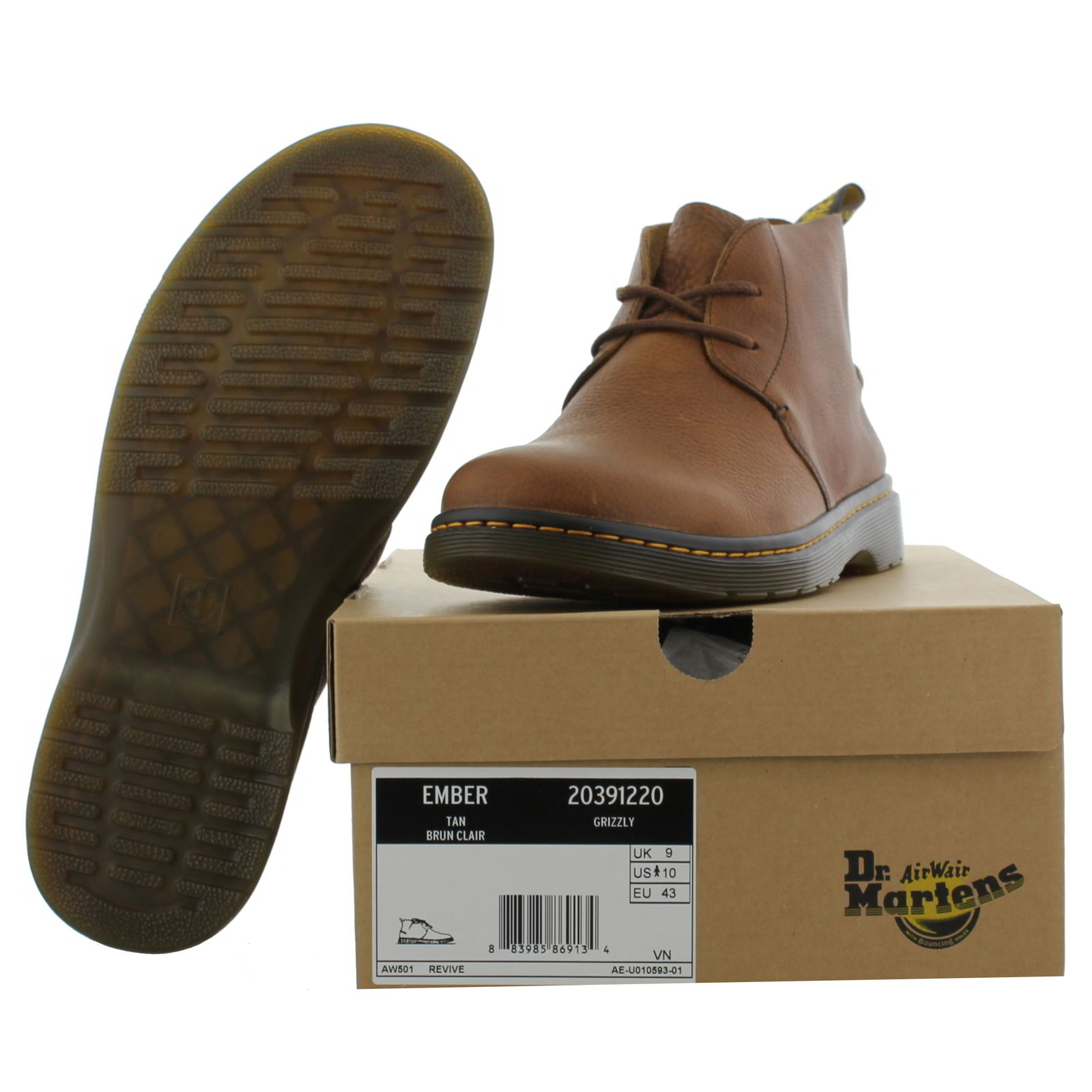 New Dr Martens Ember Mens Brown Leather Chukka Boots Size 8 13 eBay
