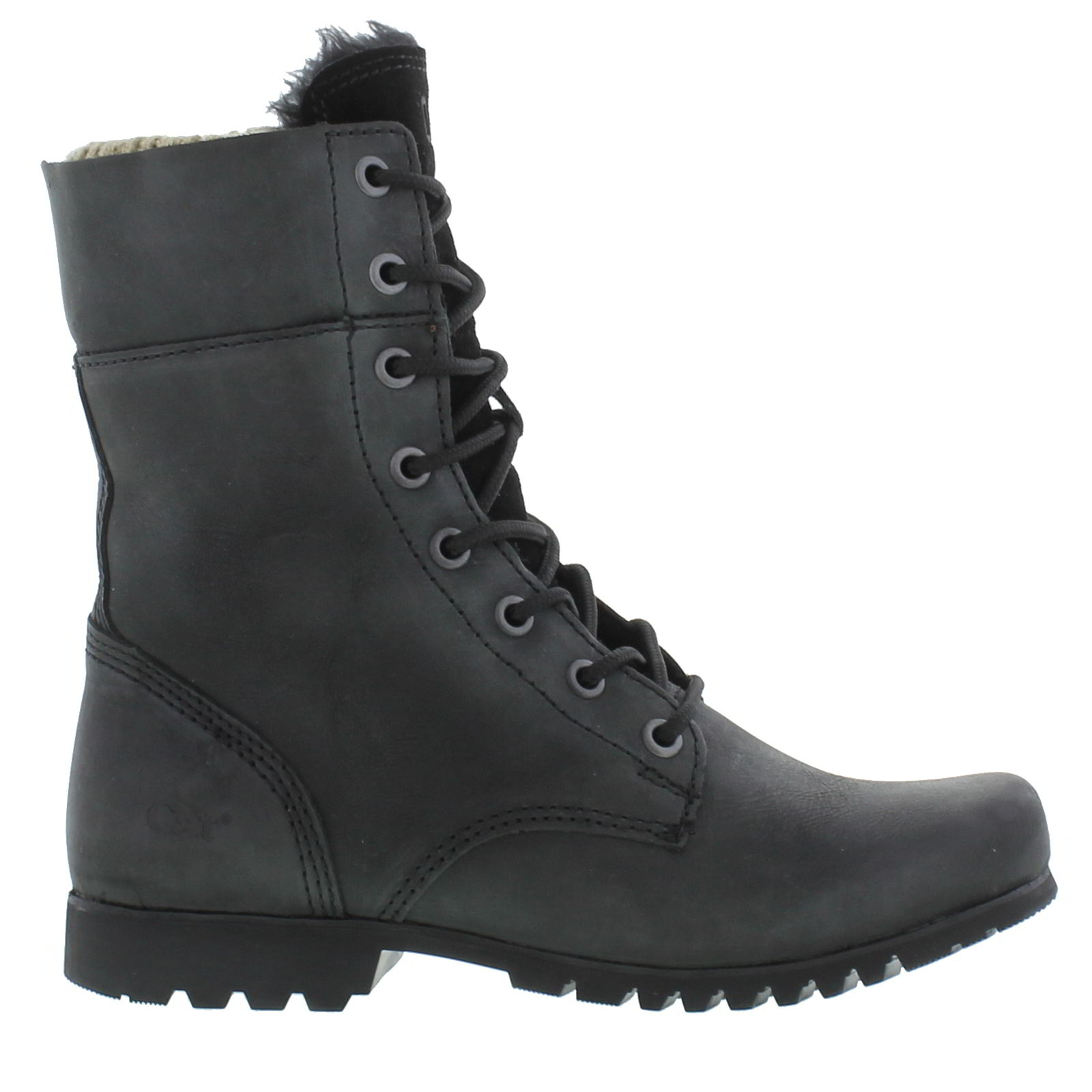 Caterpillar Alexi Womens Wide Fit Black Leather Lace Up Cat Boots Size