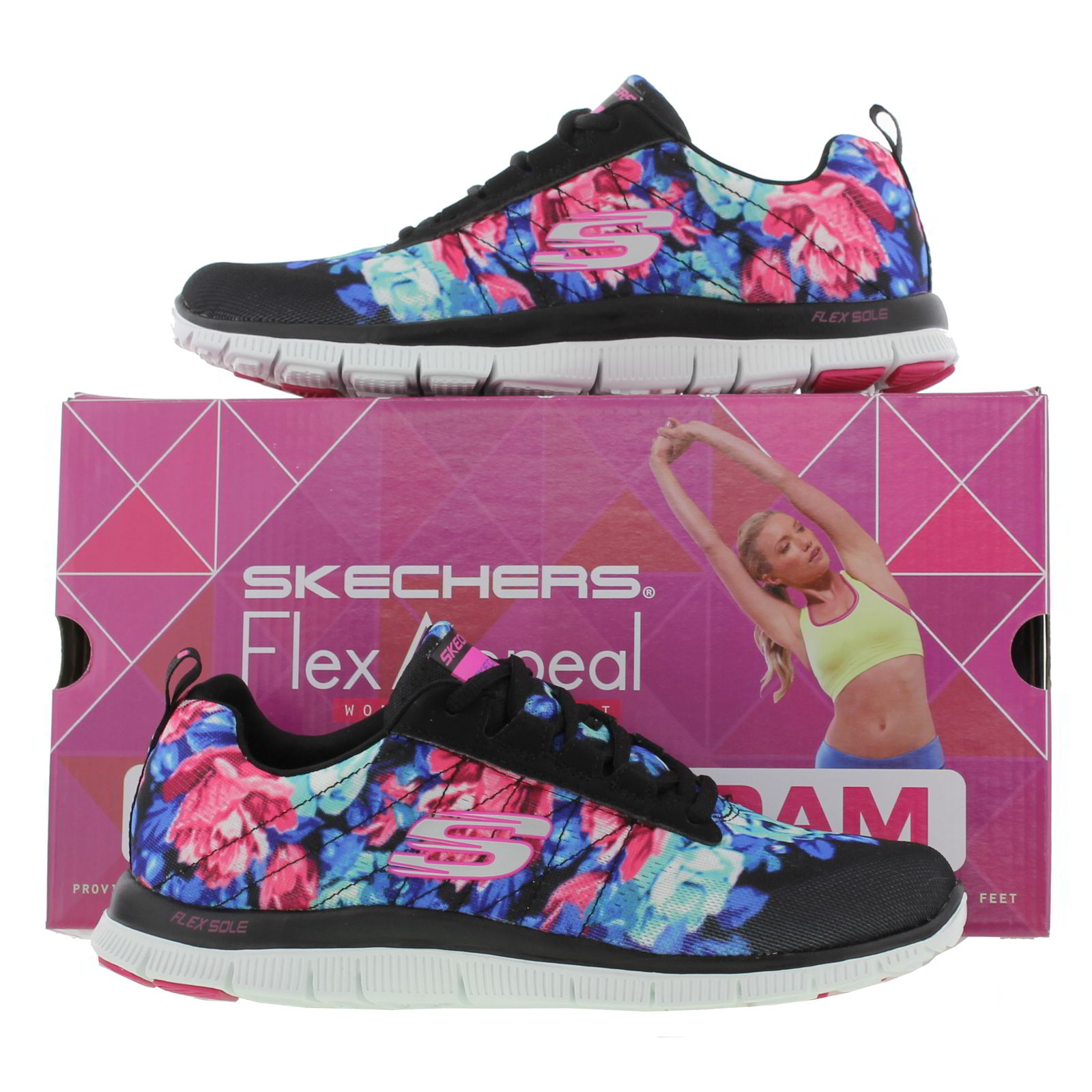 black trainers with flowers