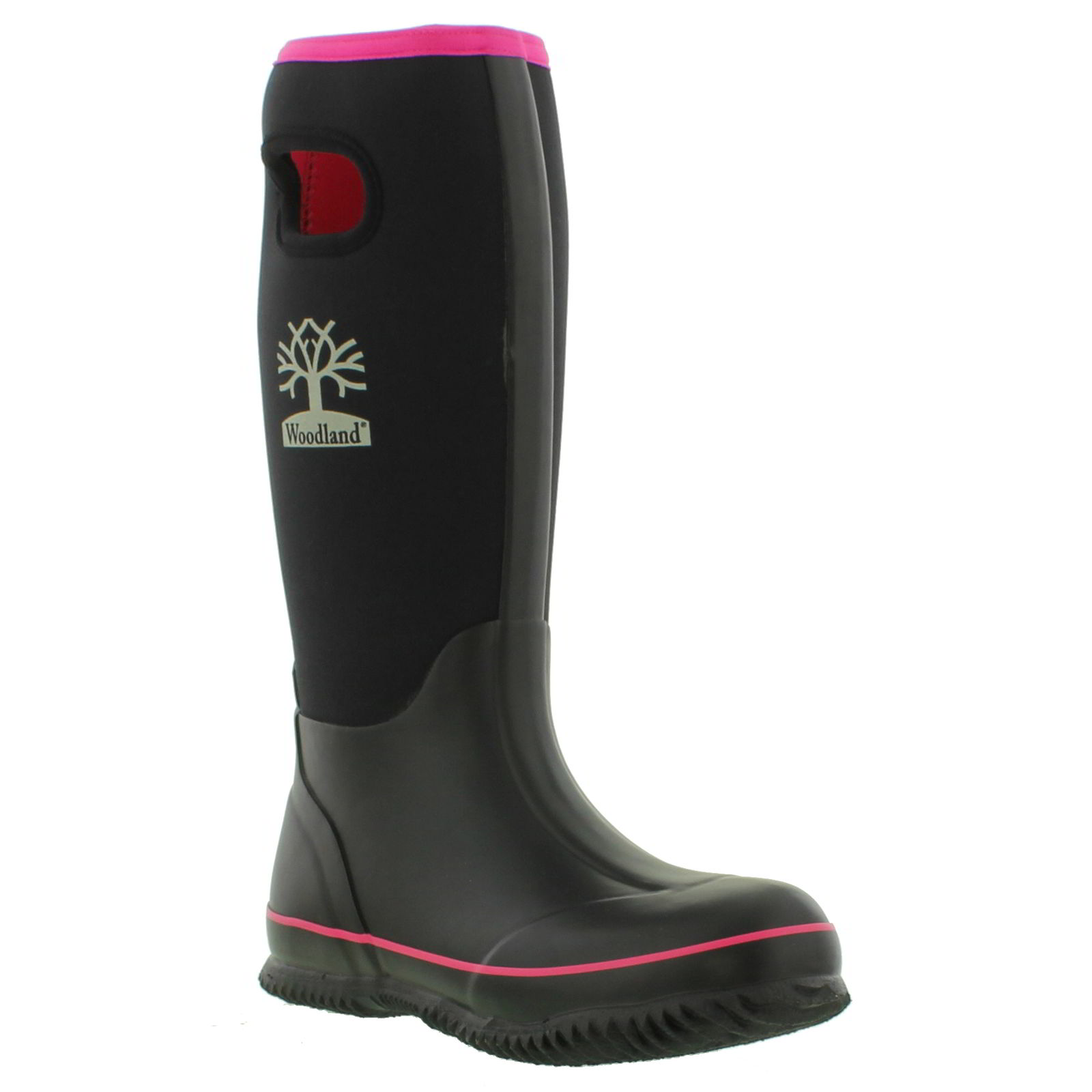 Woodland Warm Neoprene Womens Winter Wellies Black Wellington Boots