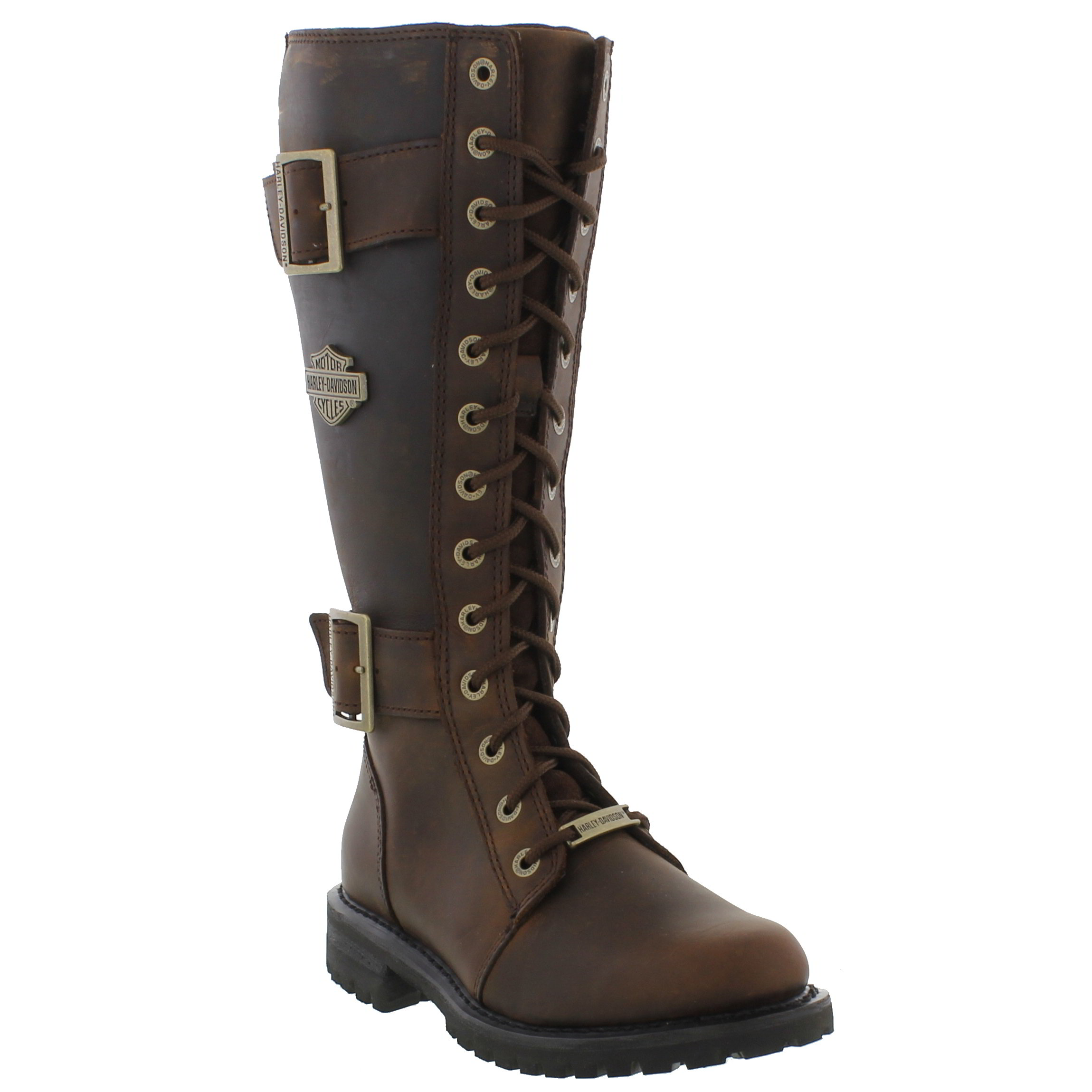 Harley Davidson Belhaven Womens Tall Brown Leather Biker Boots Size UK