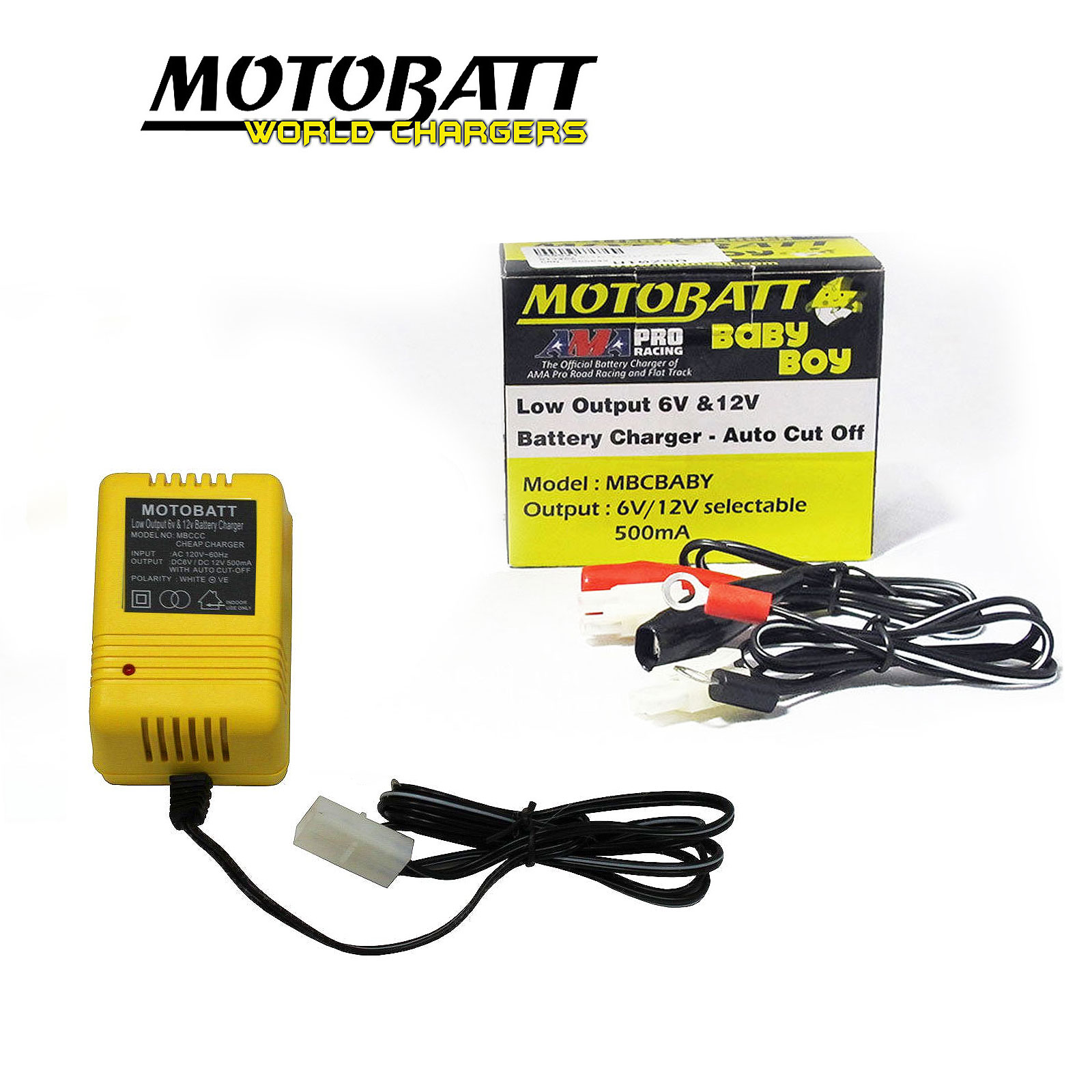Motobatt Motorcycle Battery Charger Trickle 6V & 12V Baby Boy with Auto