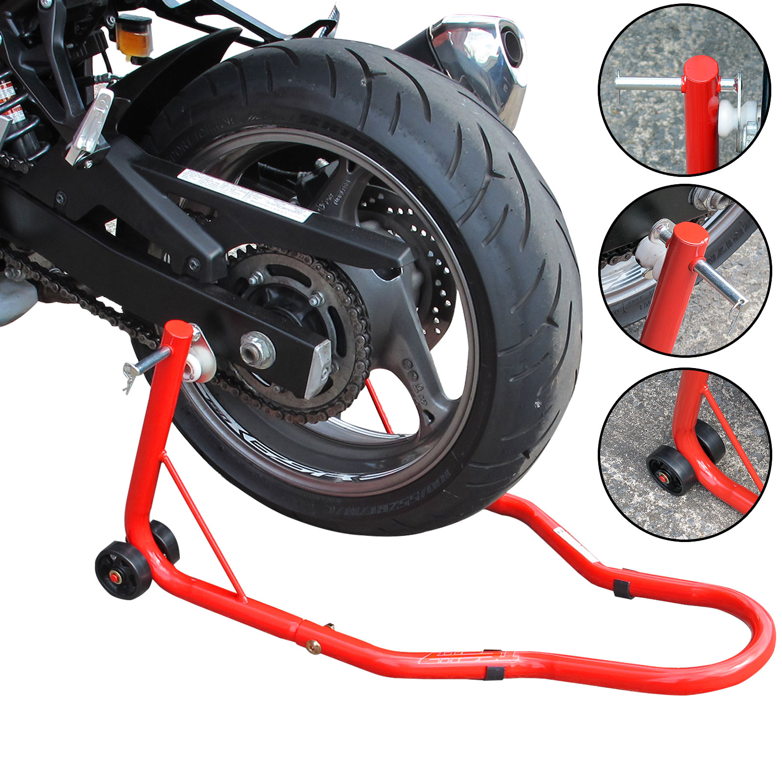 REAR Paddock Stand Motorcycle Bike Motorbike Track Garage Hook Lift For