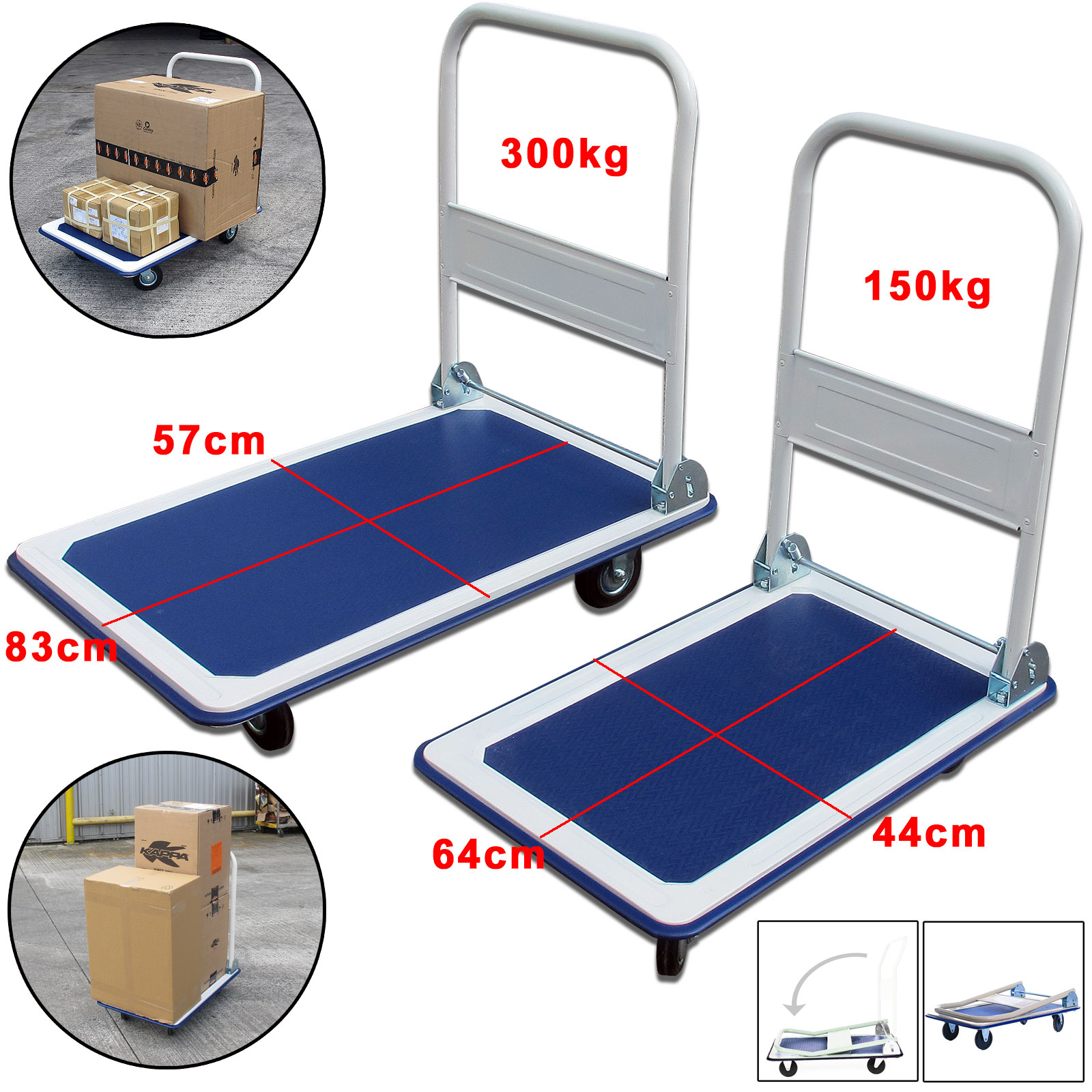 150KG or 300KG Folding Platform Trolley Truck Sack Transport Heavy Duty Flat Bed eBay