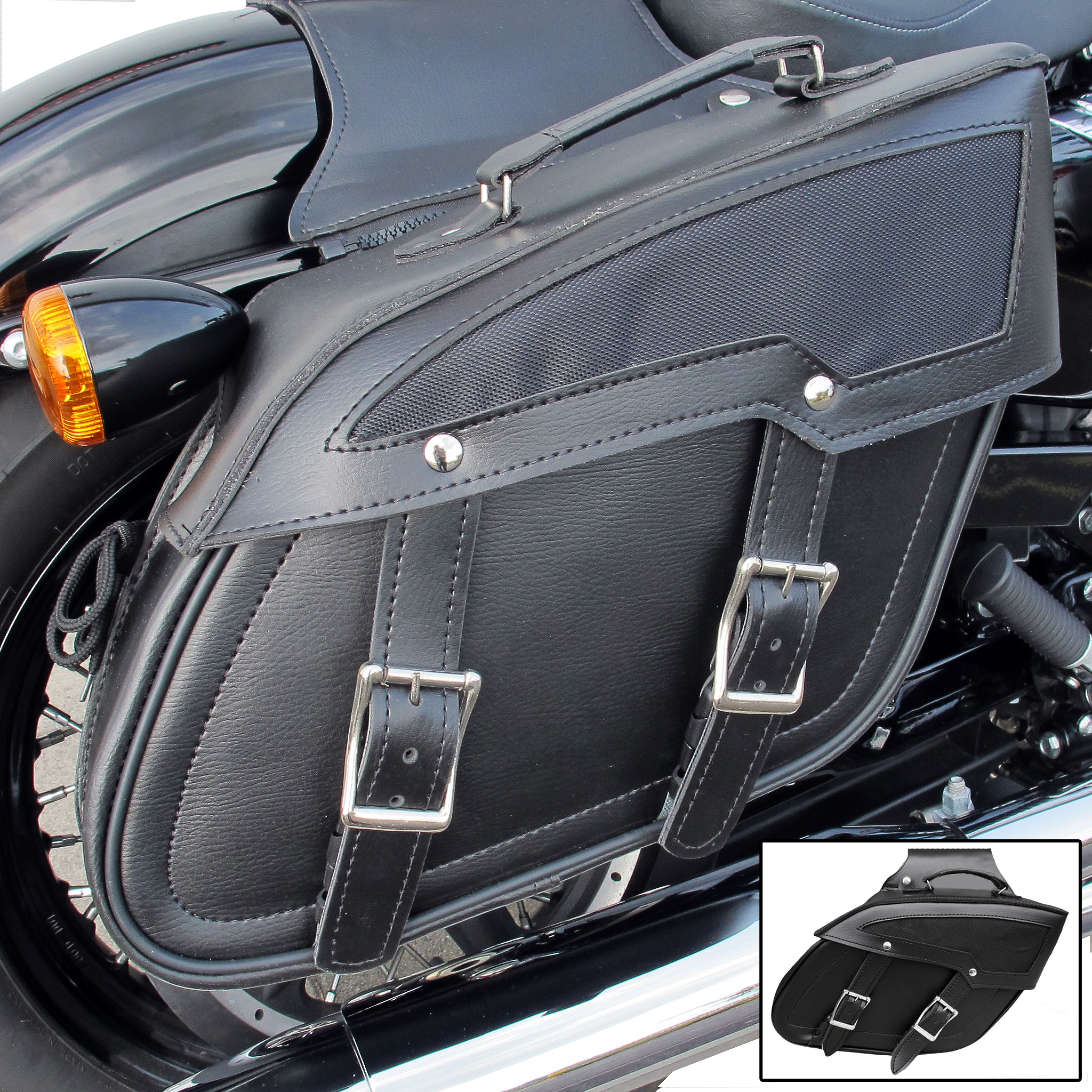 Motorcycle Custom Leather Effect Plain Angle Panniers Saddlebags eBay