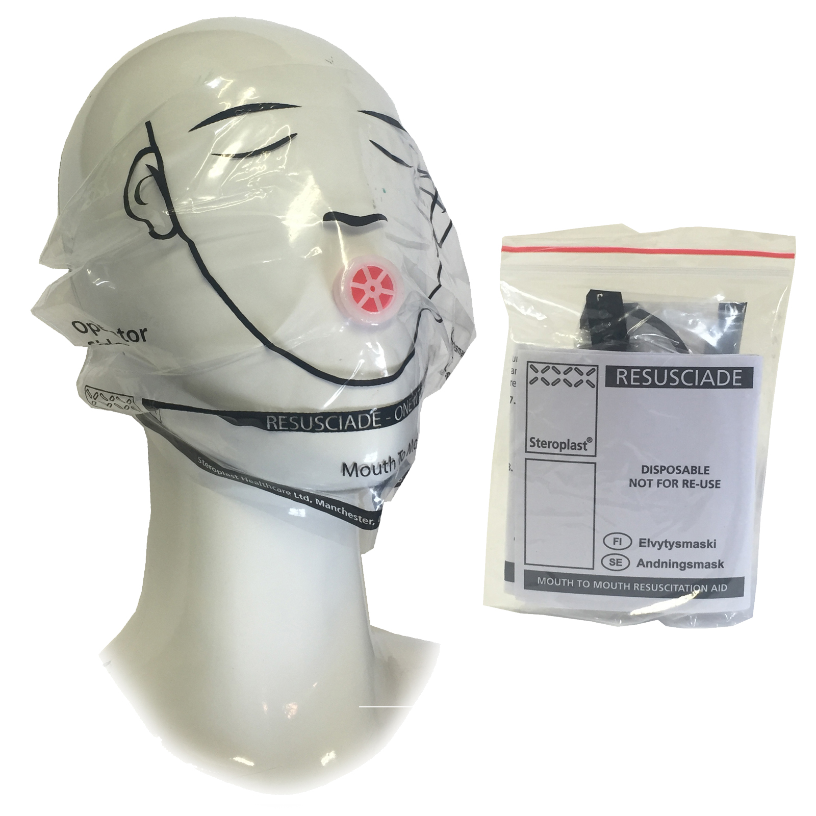 Steroplast First Aid CPR Resuscition Mouth to Mouth Ear Looped Face