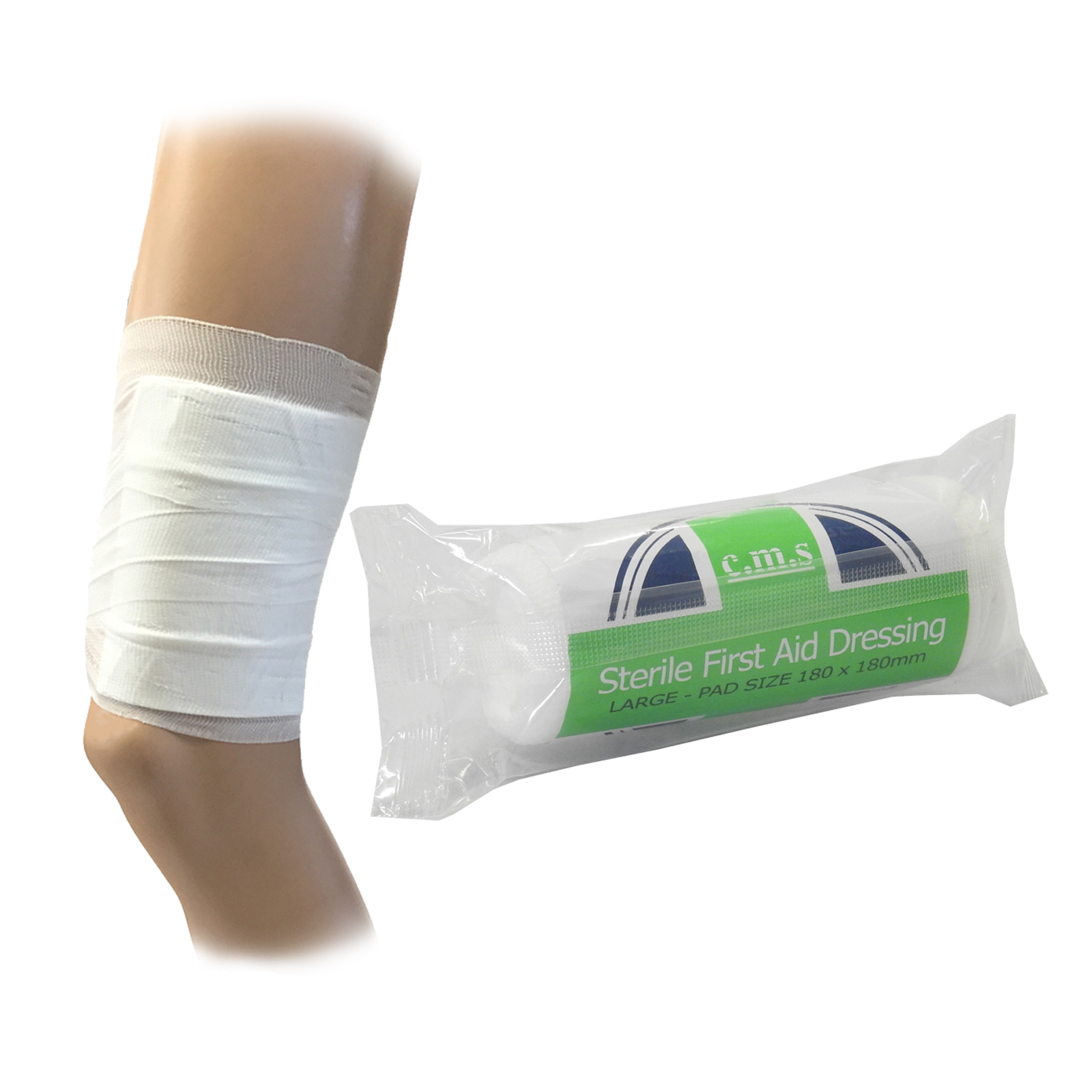 C.M.S Medical Sterile First Aid HSE Dressing Bandage Large 18x18cm Pad