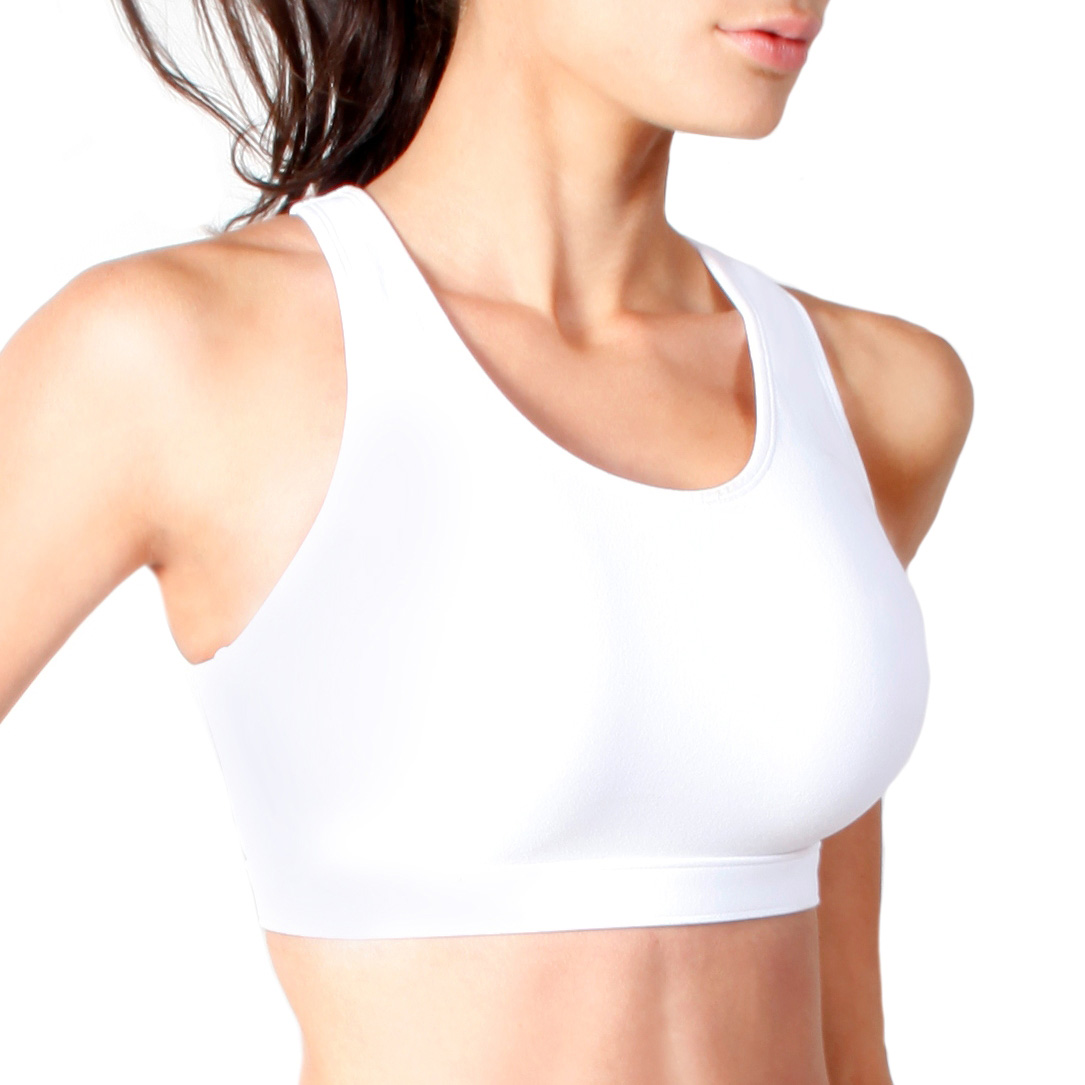 white sports bra crop top