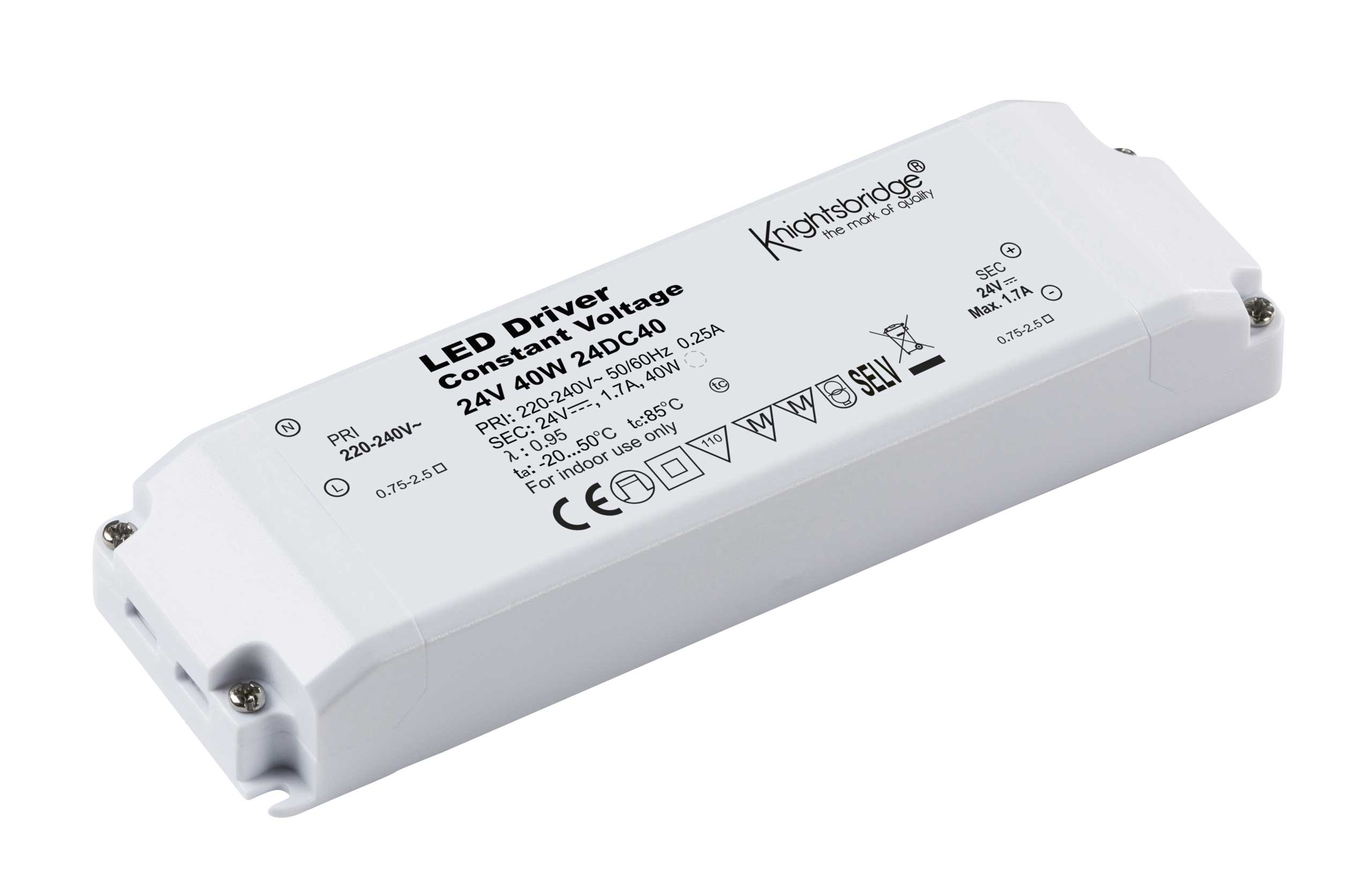 Knightsbridge 24DC40 IP20 24V DC 40W LED Driver Constant Voltage