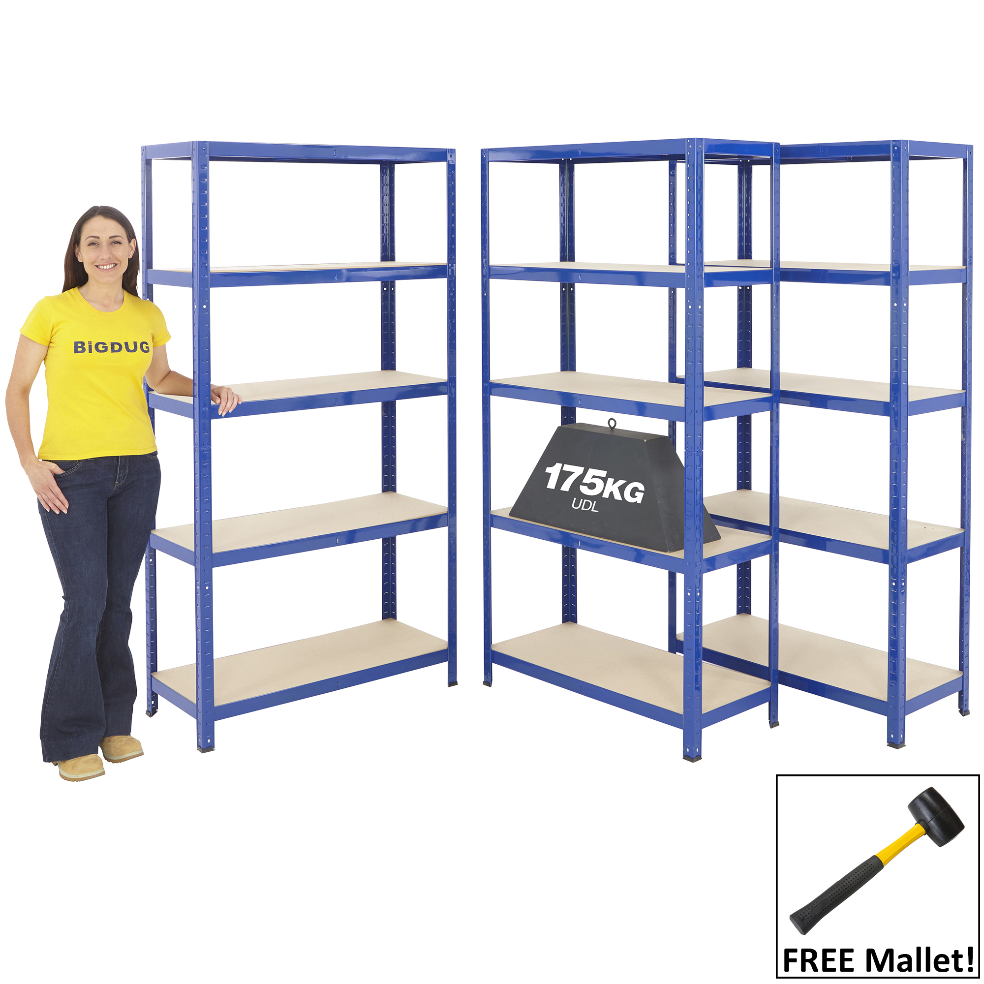 3 Bay Garage Shelving Storage 5 Tier Heavy Duty Boltless Racking 175kg Bigdug Ebay 1621