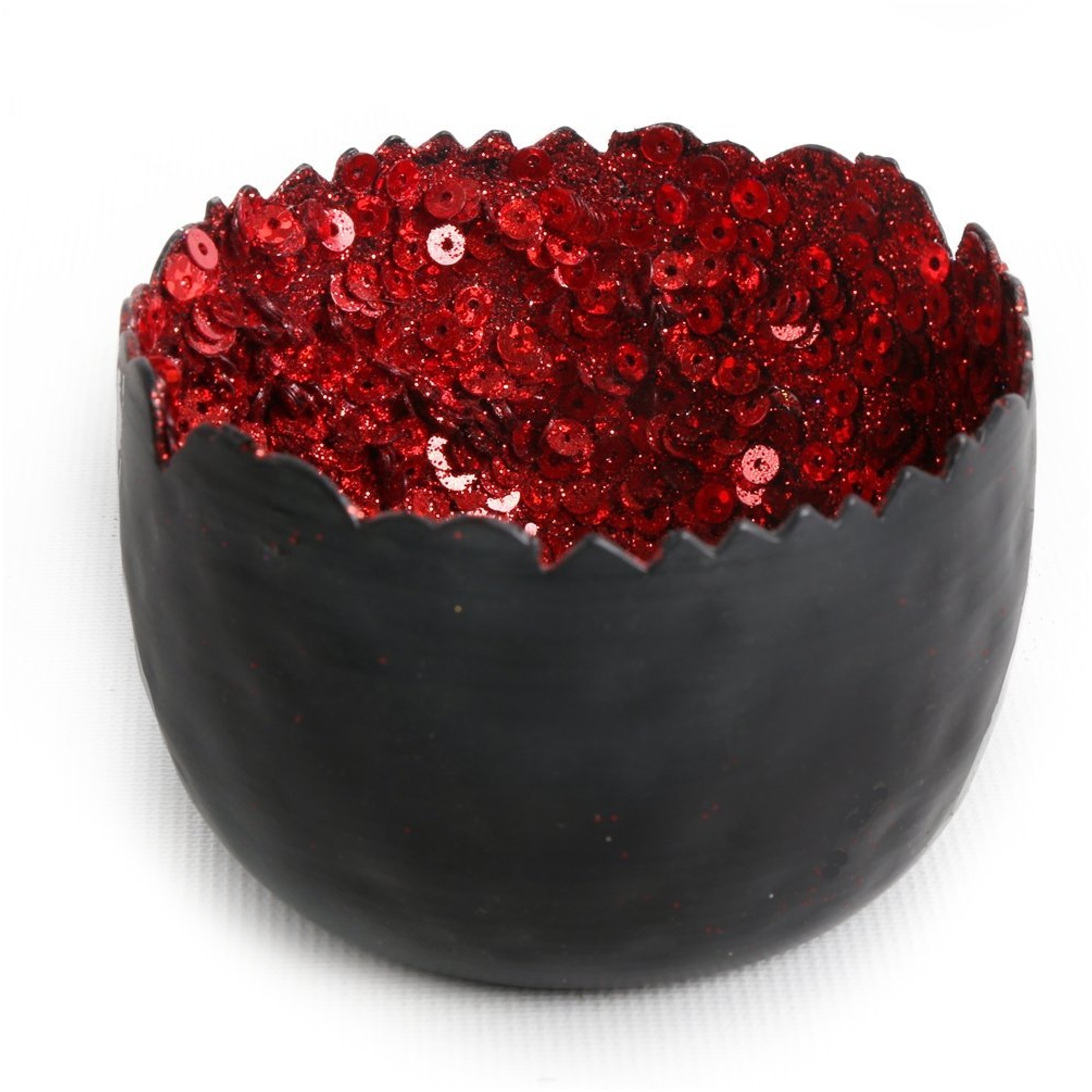 Shimmering Black and Red Tea Light Holder ? 12.5cm x 5cm blendboutique