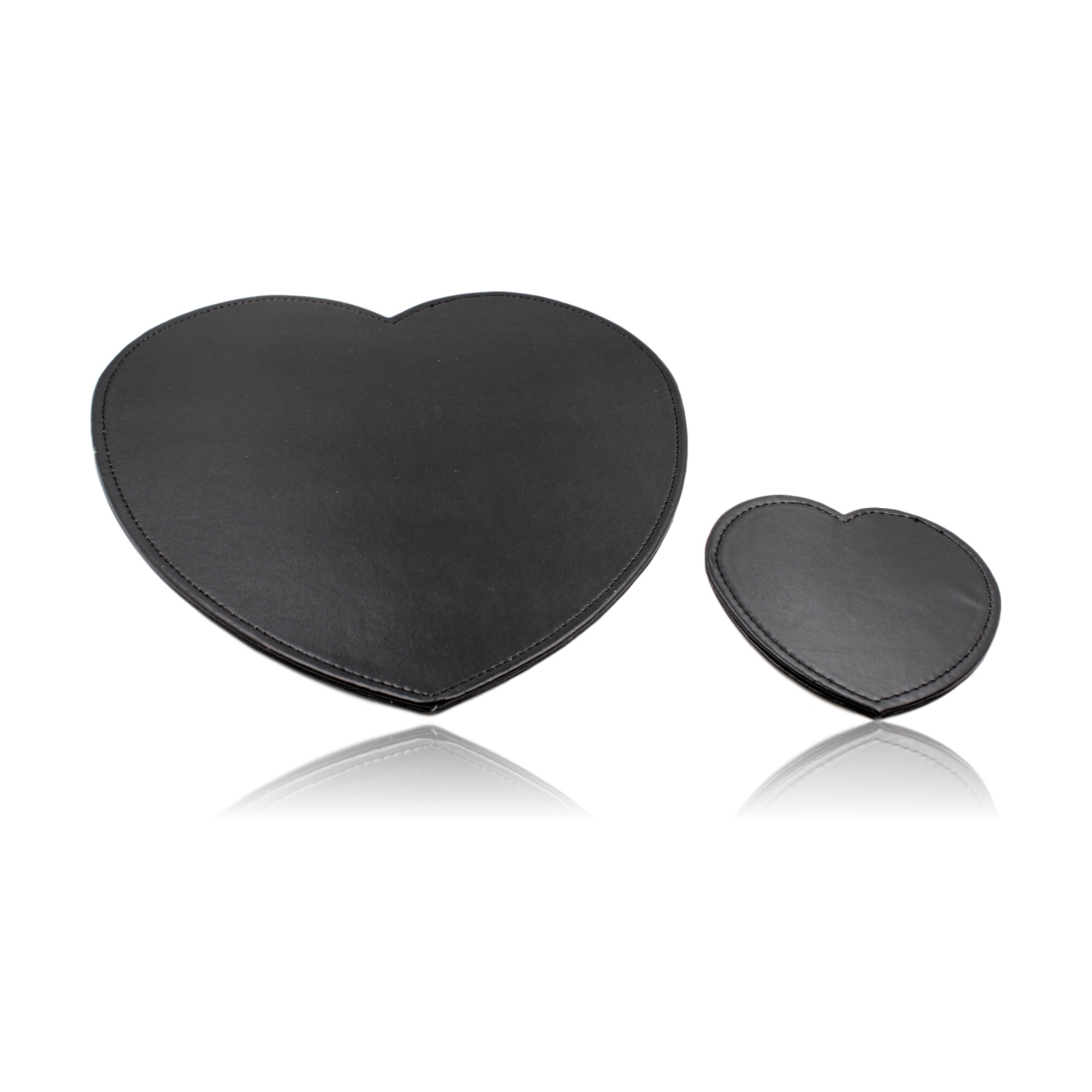 4 Setting Heart Shaped Coasters and Table Placemats Set Black