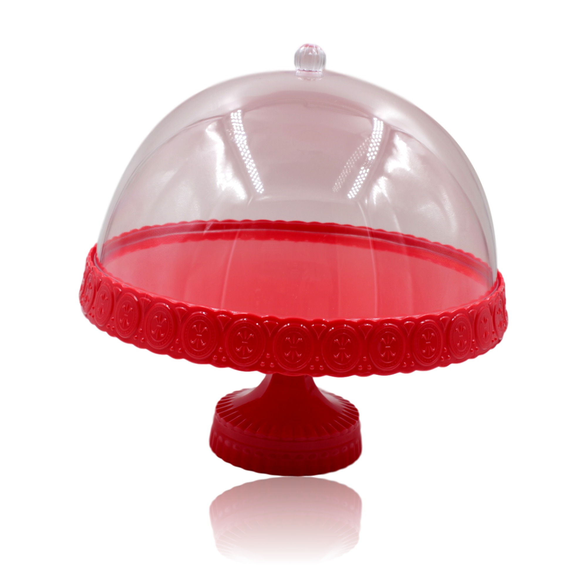 Vibrant Red Coloured Cake Stand with Dome blendboutique