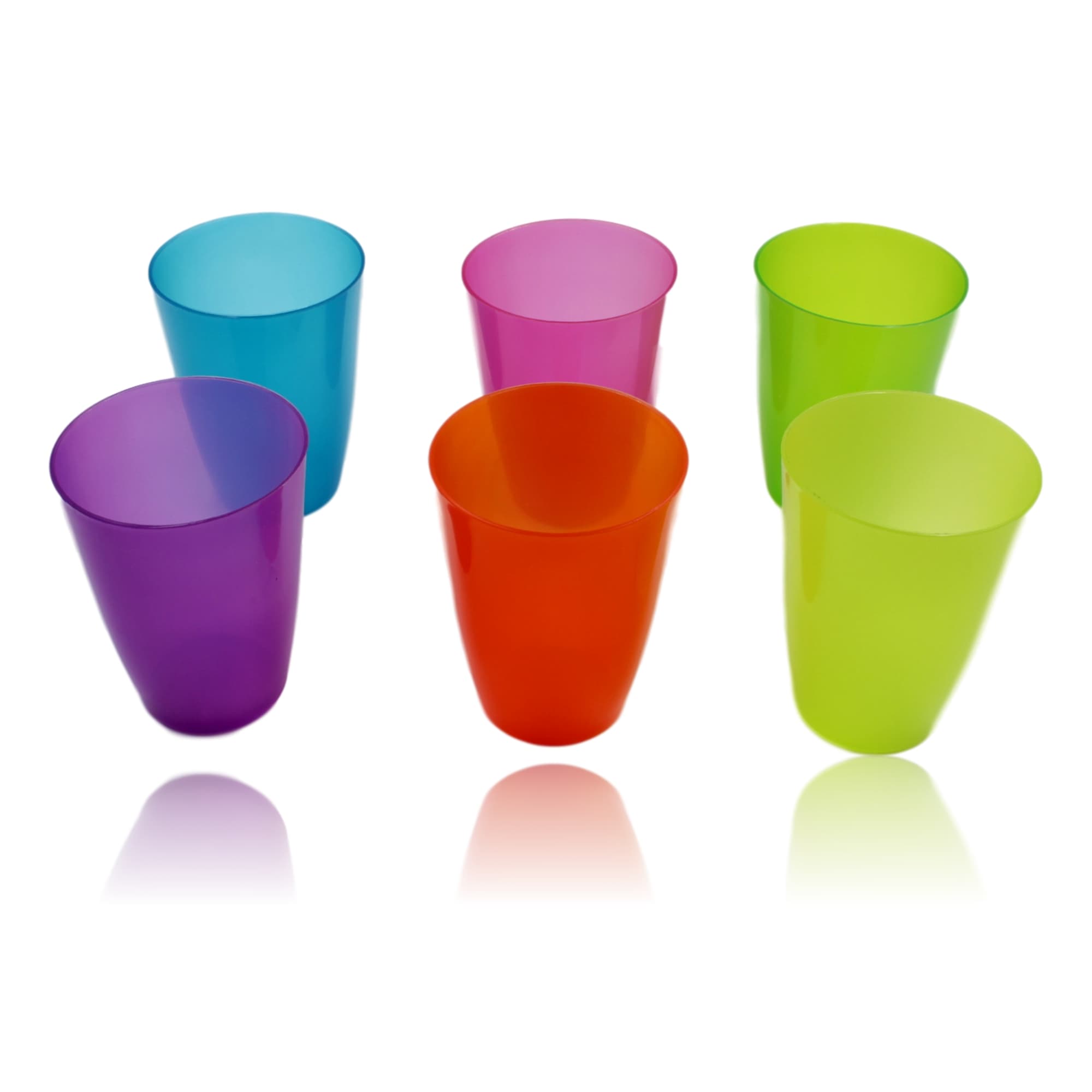 Set of 6 Assorted Colour Childrens Plastic Beakers and Bowls
