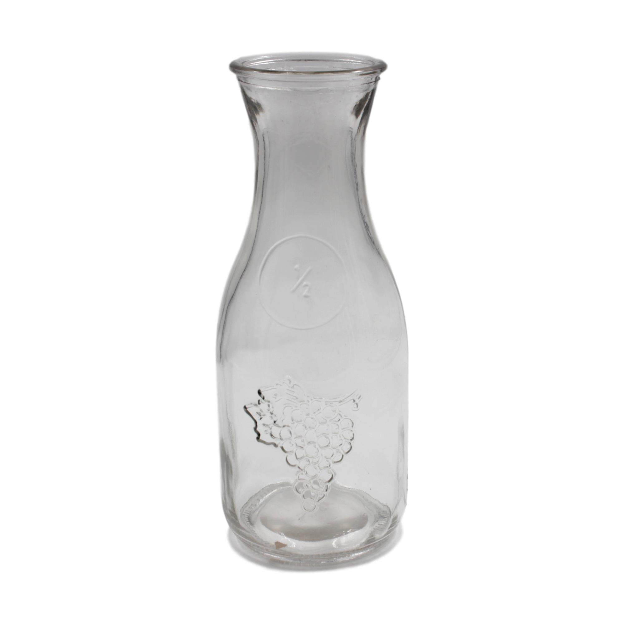 /1/2 Litre Glass Carafe Embossed Grapes Pattern x1 blendboutique