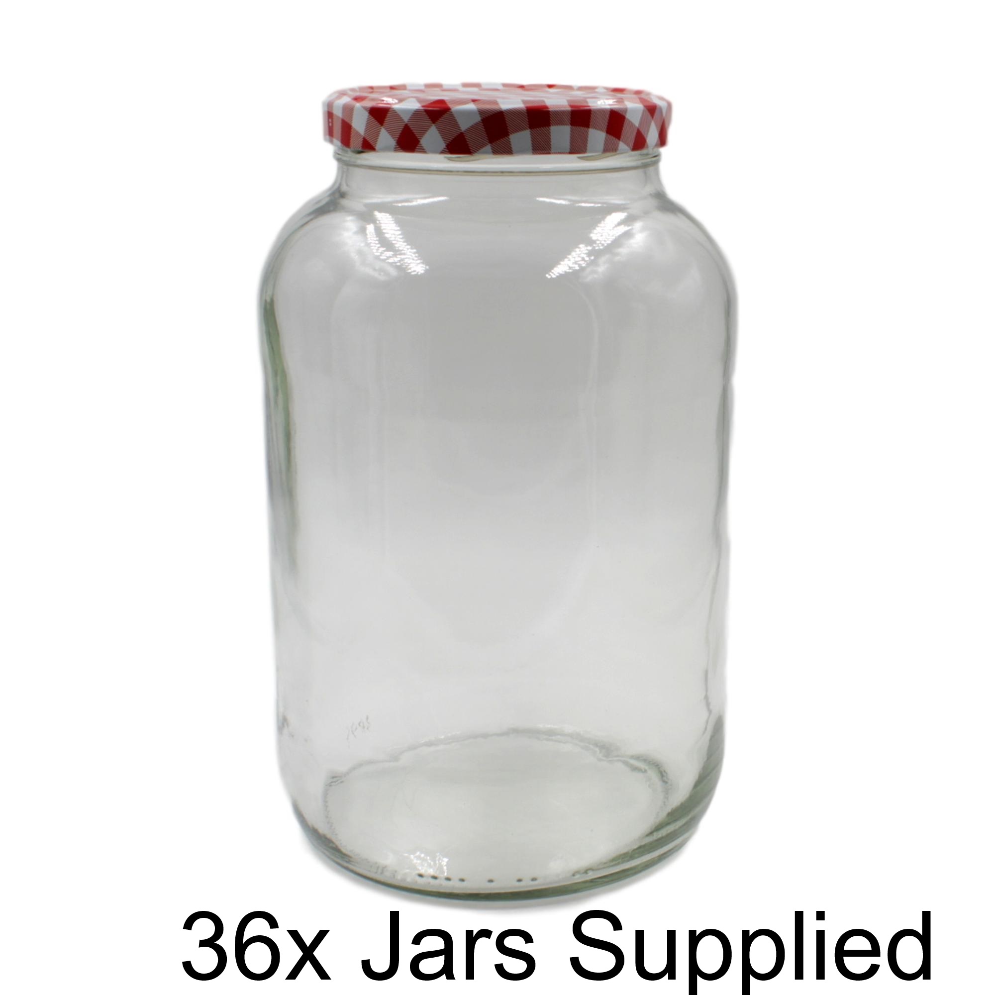 36x Round Glass Storage Jar Gingham Screw Lid 900ml blendboutique