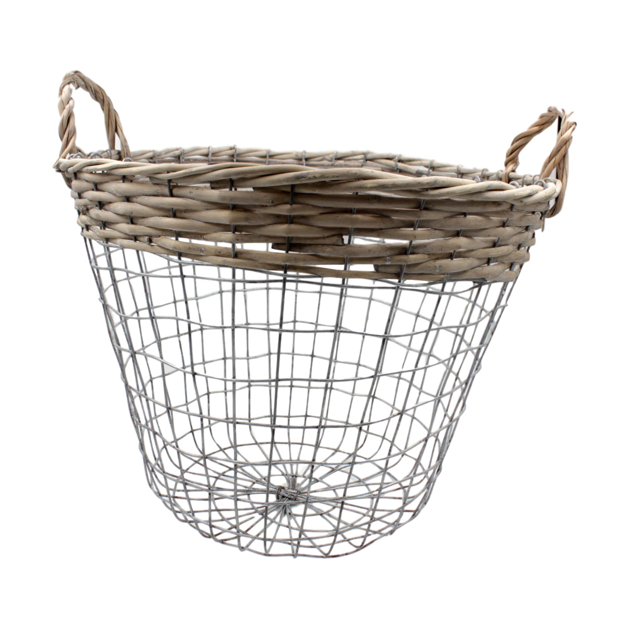 Large Retro Wire Storage Baskets Round Willow Handles blendboutique