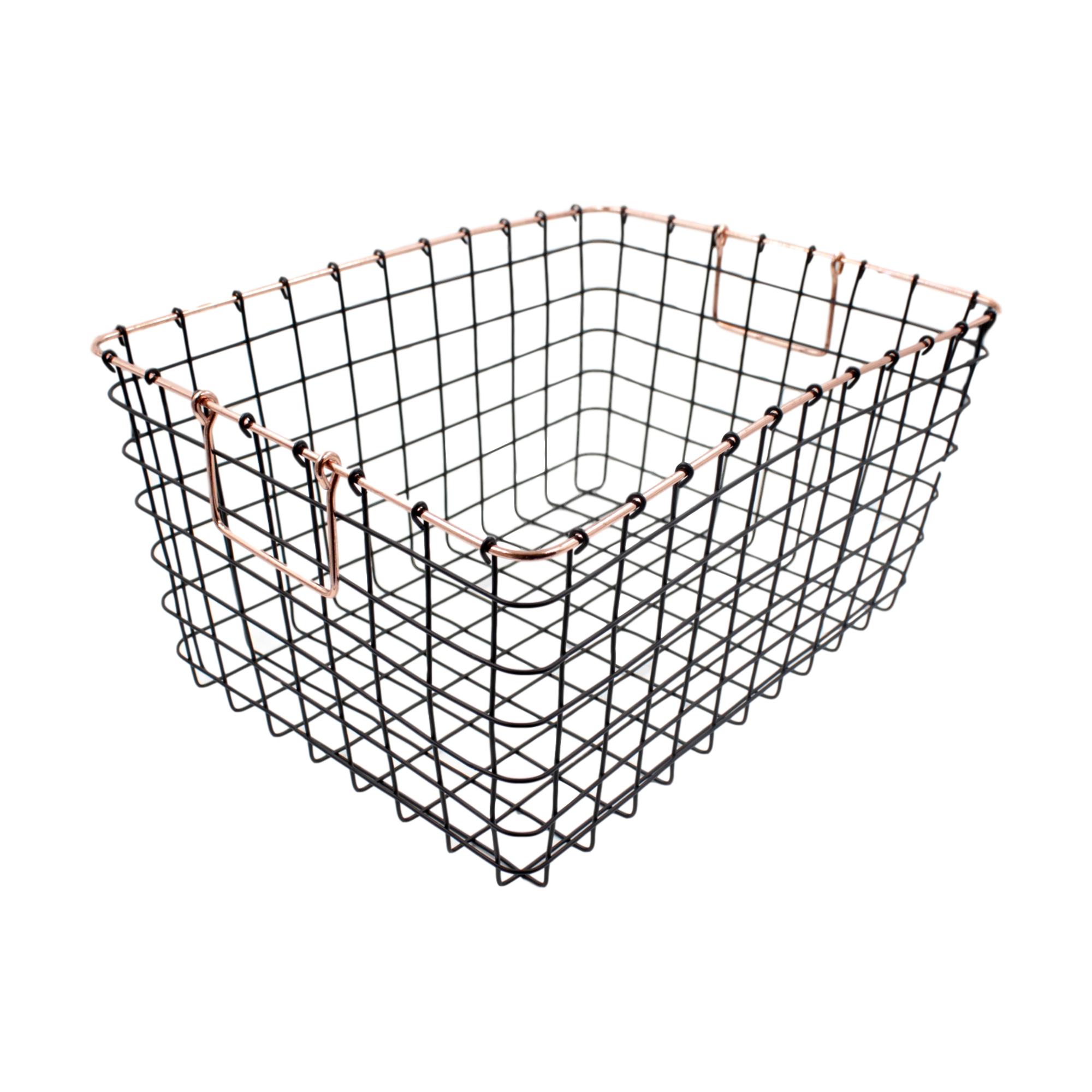 Large Retro Wire Storage Baskets Square Copper Rim blendboutique