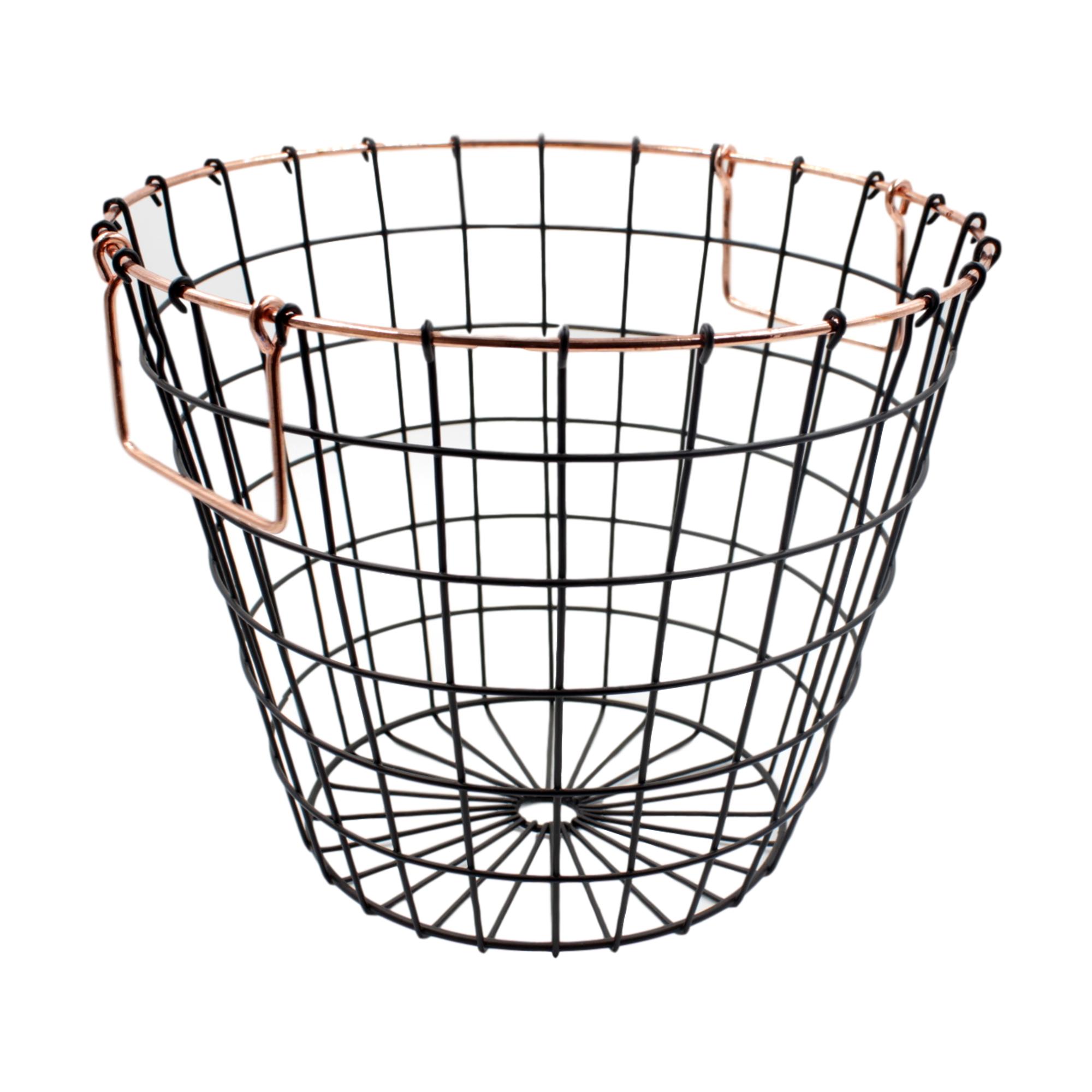 Small Retro Wire Storage Baskets Round Copper Rim blendboutique