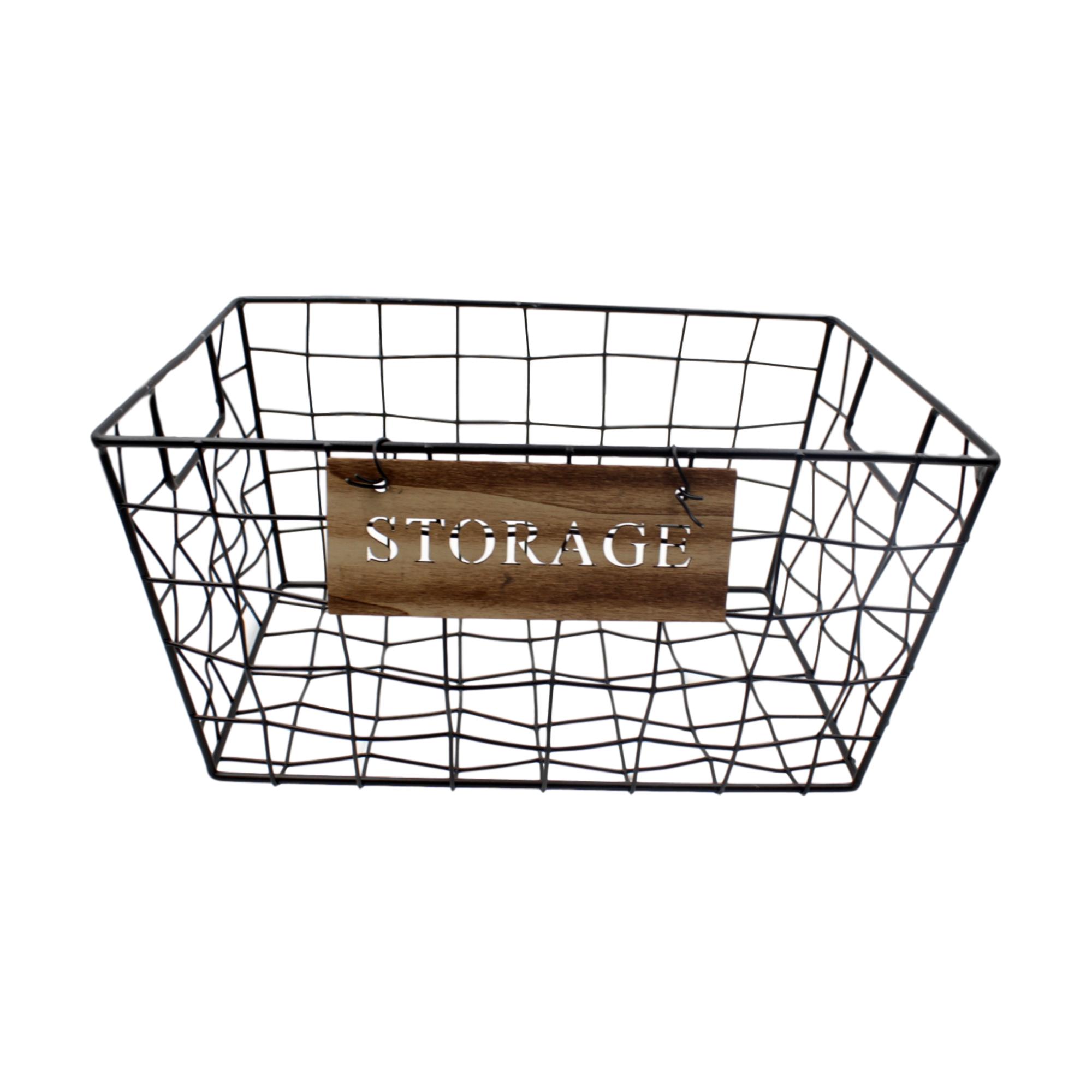 Medium Retro Wire Storage Baskets Square with Label blendboutique