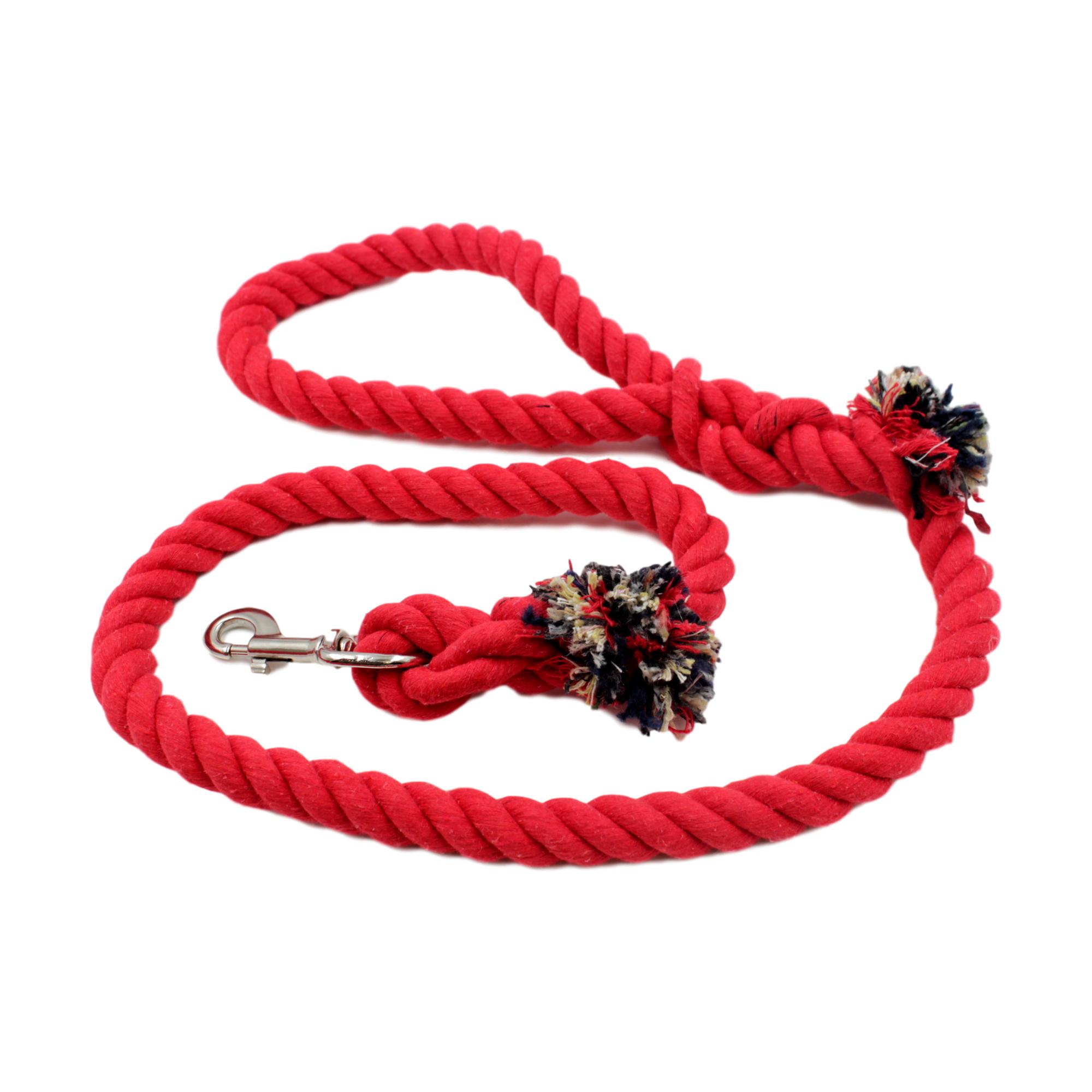 Strong Durable Woven Rope Dog Lead 1.3 Metre Long, Red blendboutique