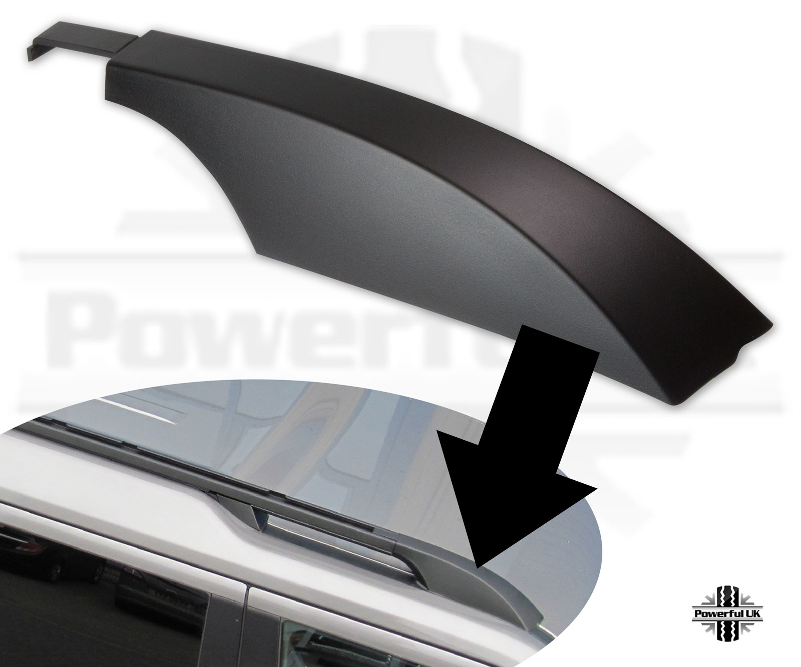 Front End Caps x2 Black Roof Rack Rail Bar LandRover Discovery 3/4
