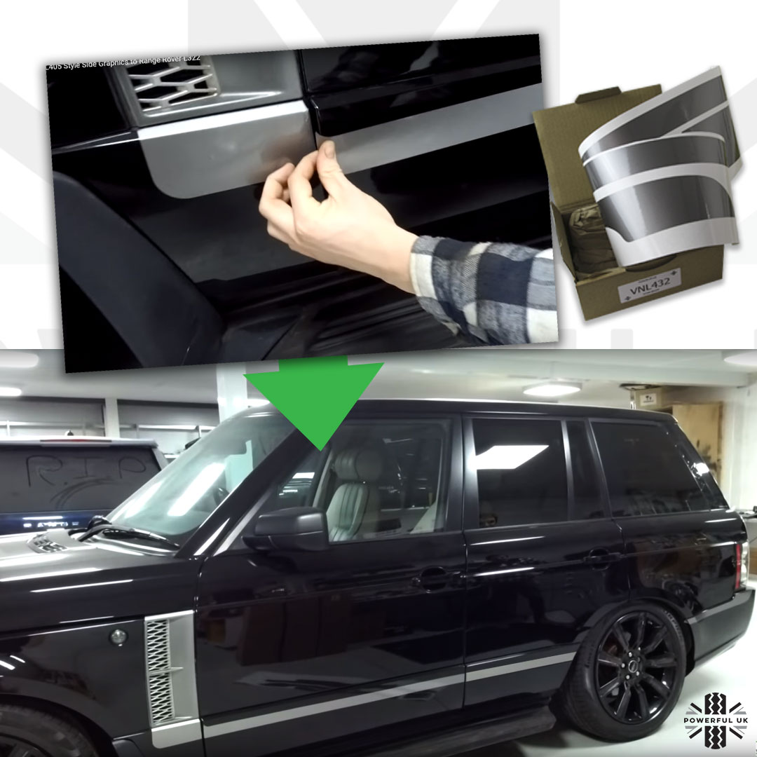 Noir L405 Style Vinyle Autocollant Graphique Pour L322 RANGEROVER VOGUE rayure sur les côtés