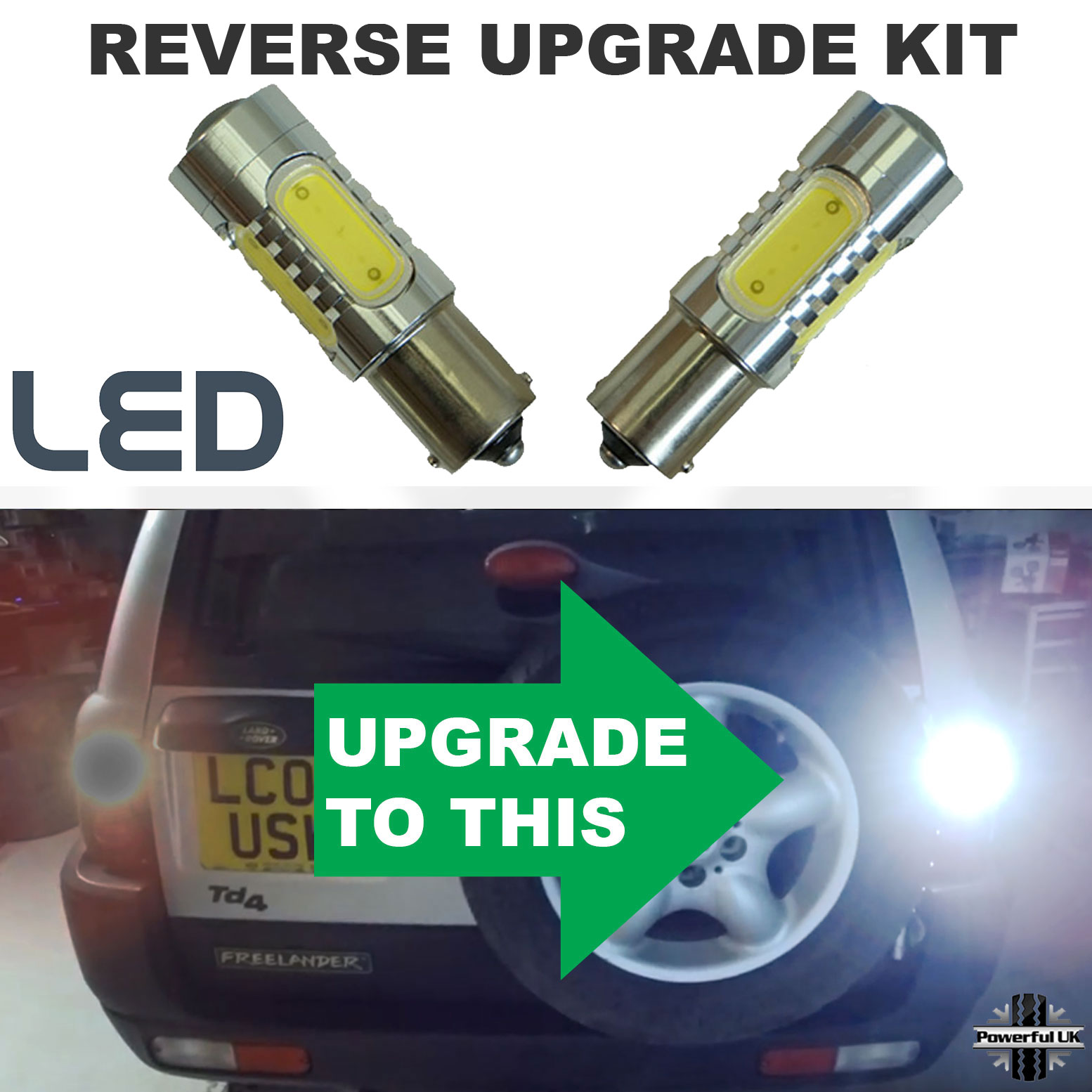 2pc Reverse LED bulb Rear light upgrade kit Land Rover Freelander 1