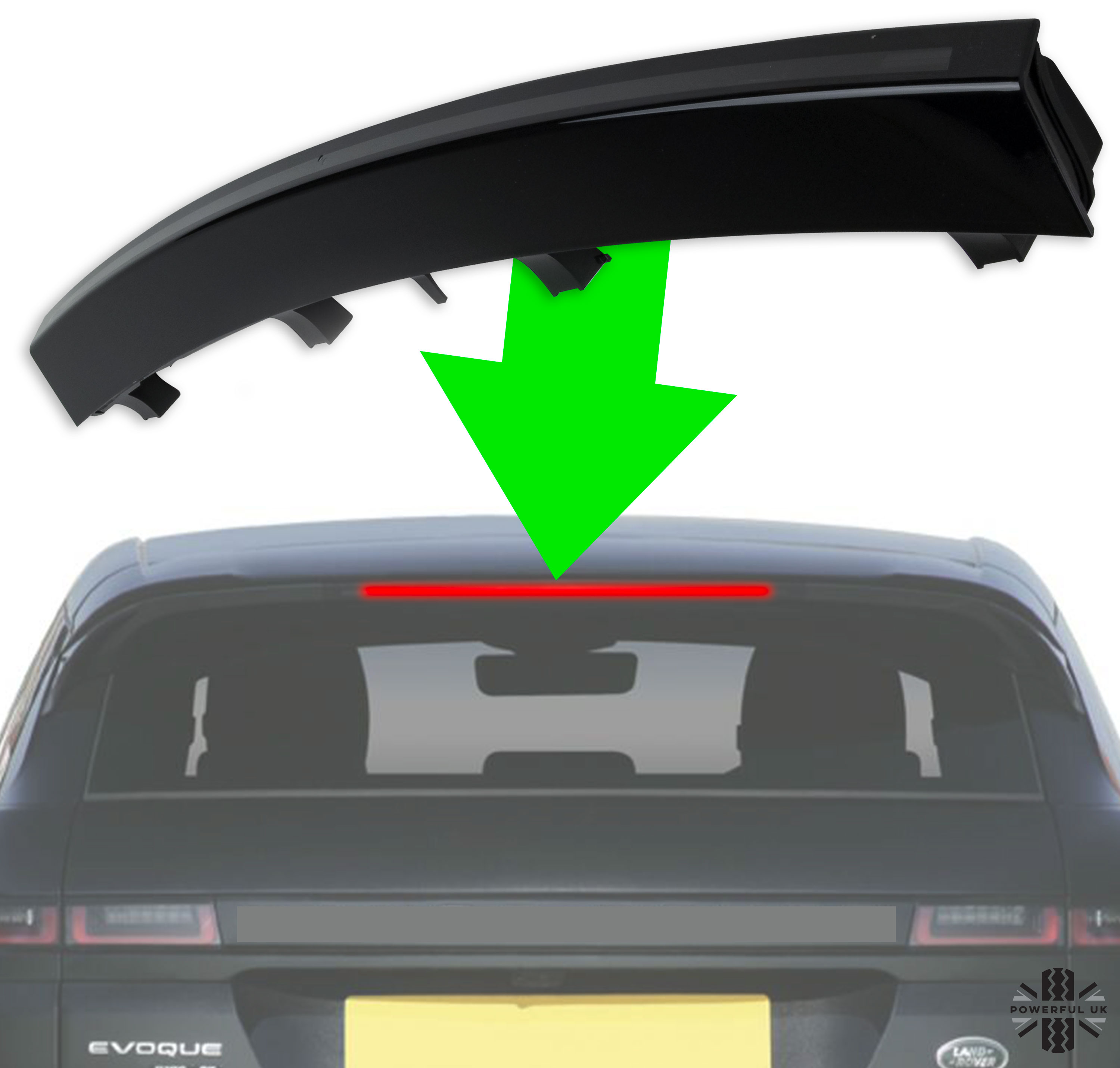 Range Rover Evoque rear roof spoiler LED brake light 2016 facelift type
