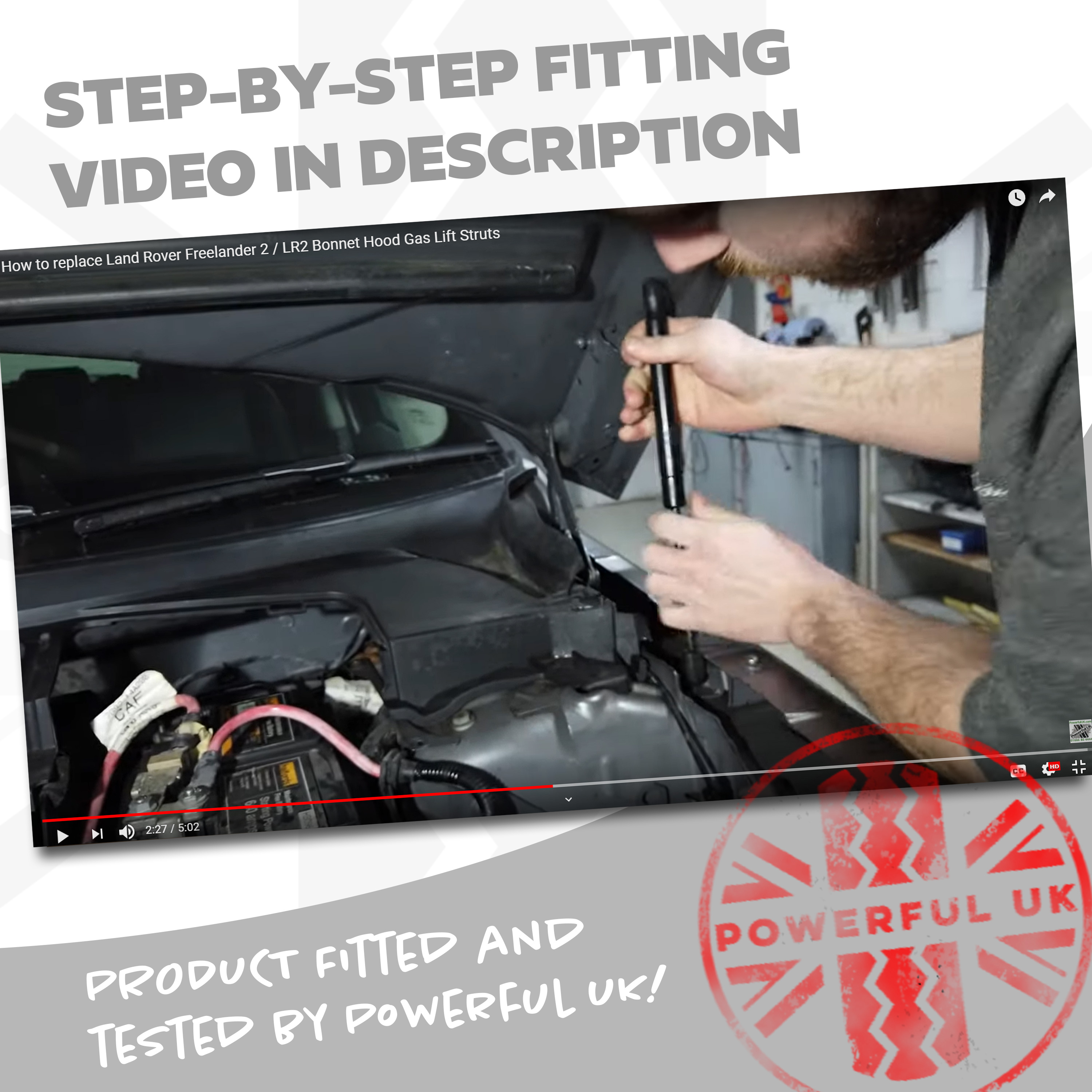 Gas struts x2 for Land Rover Freelander 2 ram lift spring hood