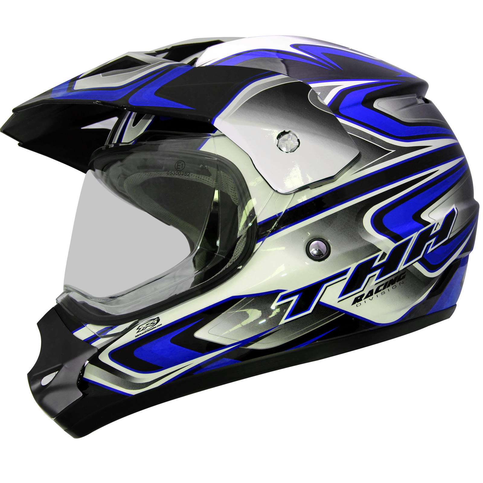 THH TX-13 #3 Black Blue Dual Sport Helmet MX Motocross ATV Motorbike ...