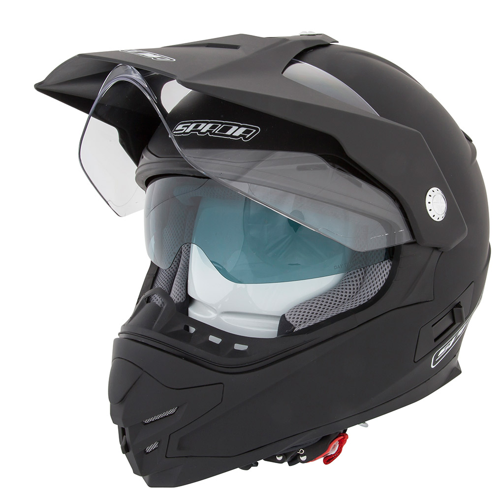 Spada Intrepid Solid Matt Black Dual Sport Helmet Sun Visor Motorcycle ...