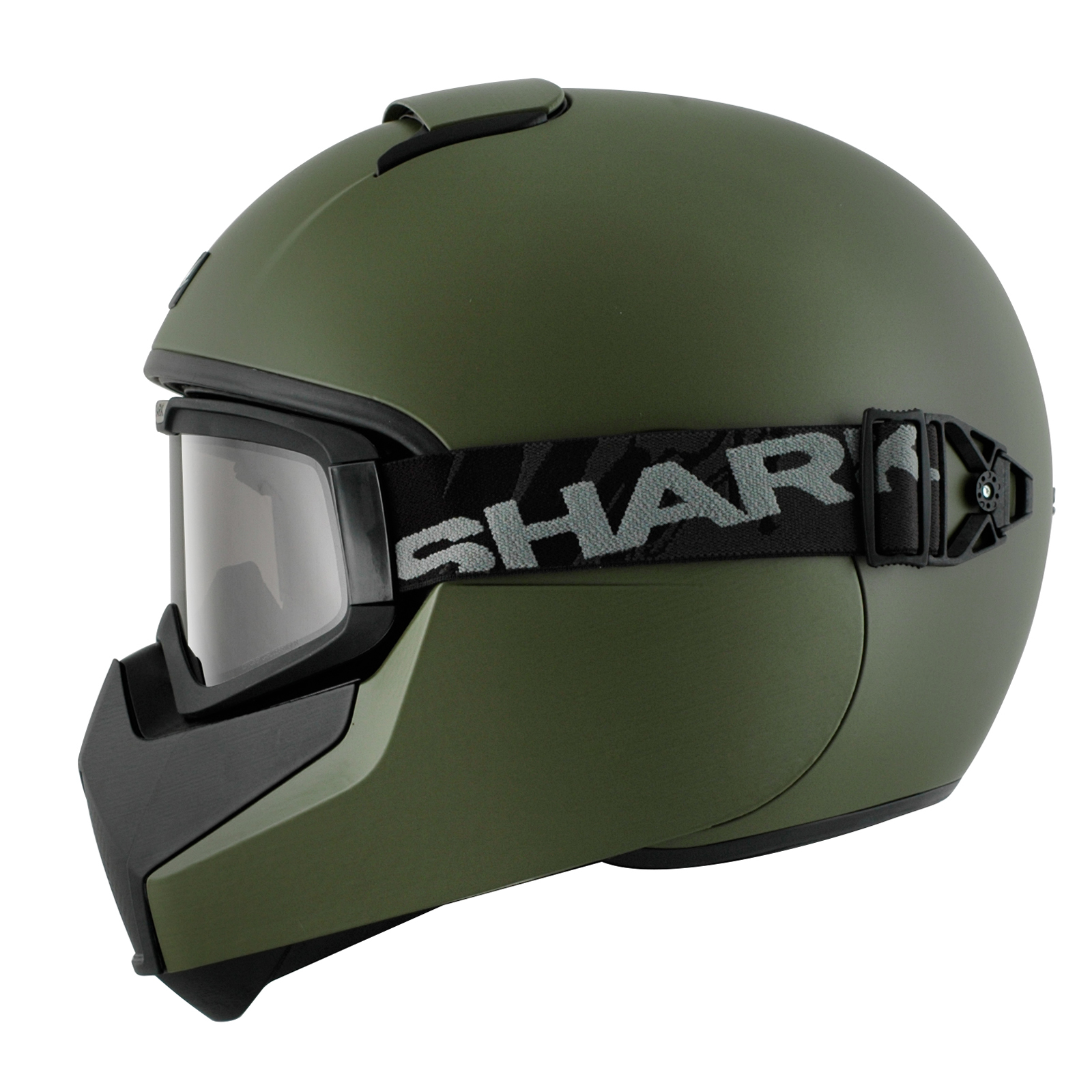 Shark Vancore Plain Matt Green Motorcycle Helmet Army Street Bike Goggles GMA | eBay