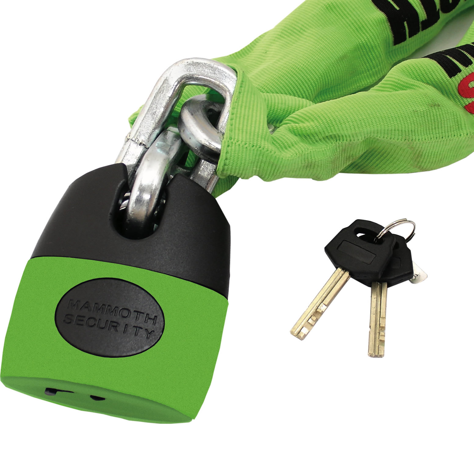 Mammoth Square Chain with Shackle Lock 12mm x 1.8m (Thatcham Approved