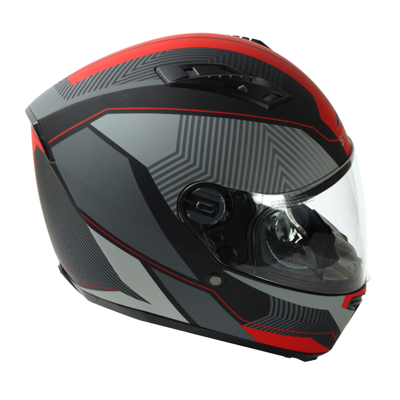 Stealth F117 Neon Red Motorcycle Helmet HD117 Motorbike Inner Visor ...