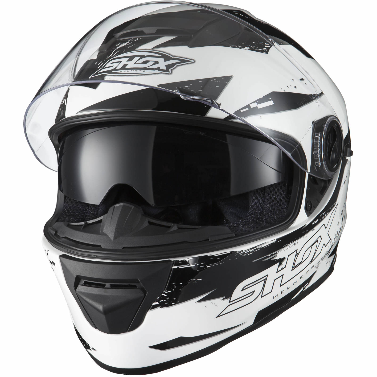 Shox Assault Trigger White Black Motorcycle Helmet Scooter Crash Lid