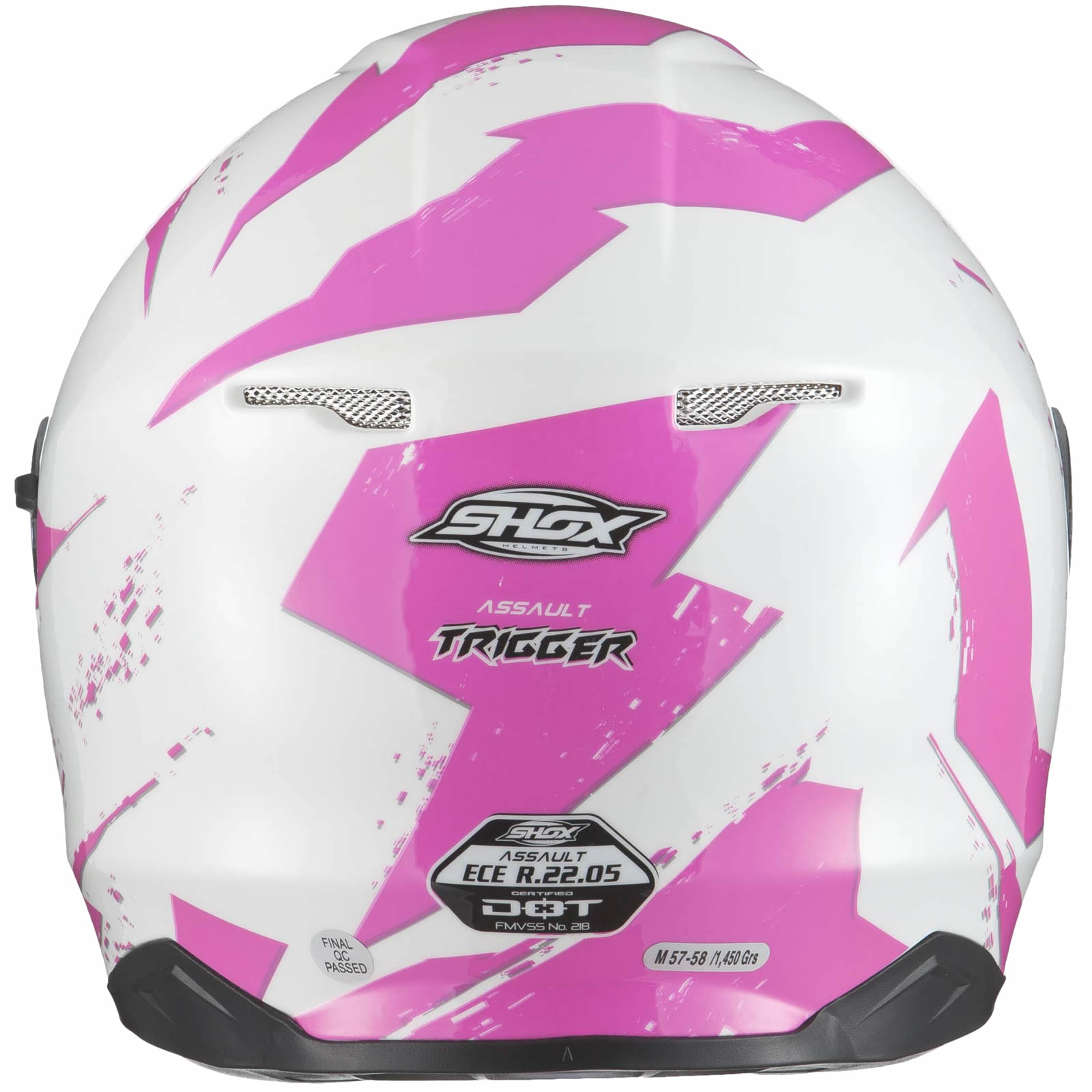 Shox Assault Trigger White Pink Motorcycle Helmet Motorbike Full Face