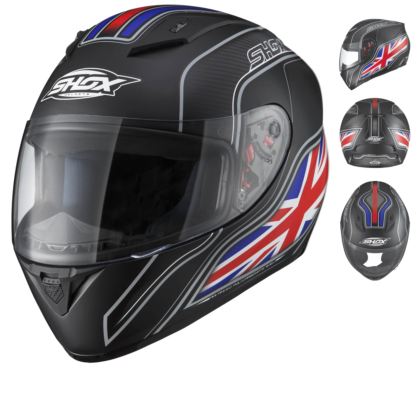 Shox Axxis Identity UK Matt Black Motorcycle Helmet Full Face Helmets