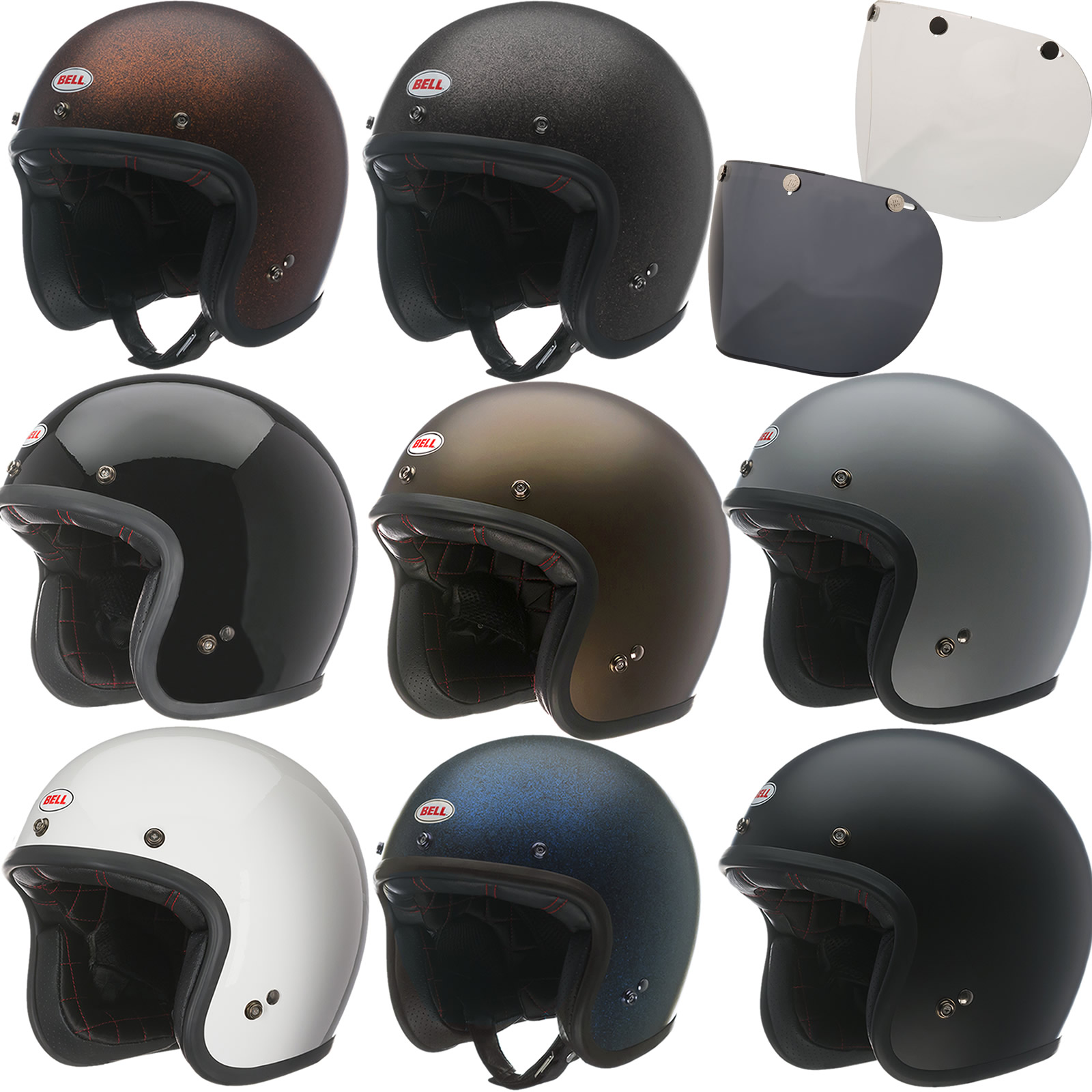 Bell Custom 500 Deluxe Open Face Motorcycle Helmet & Optional Fixed