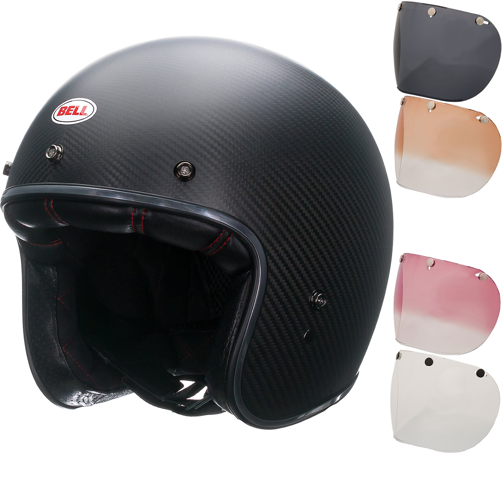 Bell Custom 500 Carbon Matte Deluxe Open Face Motorcycle Helmet