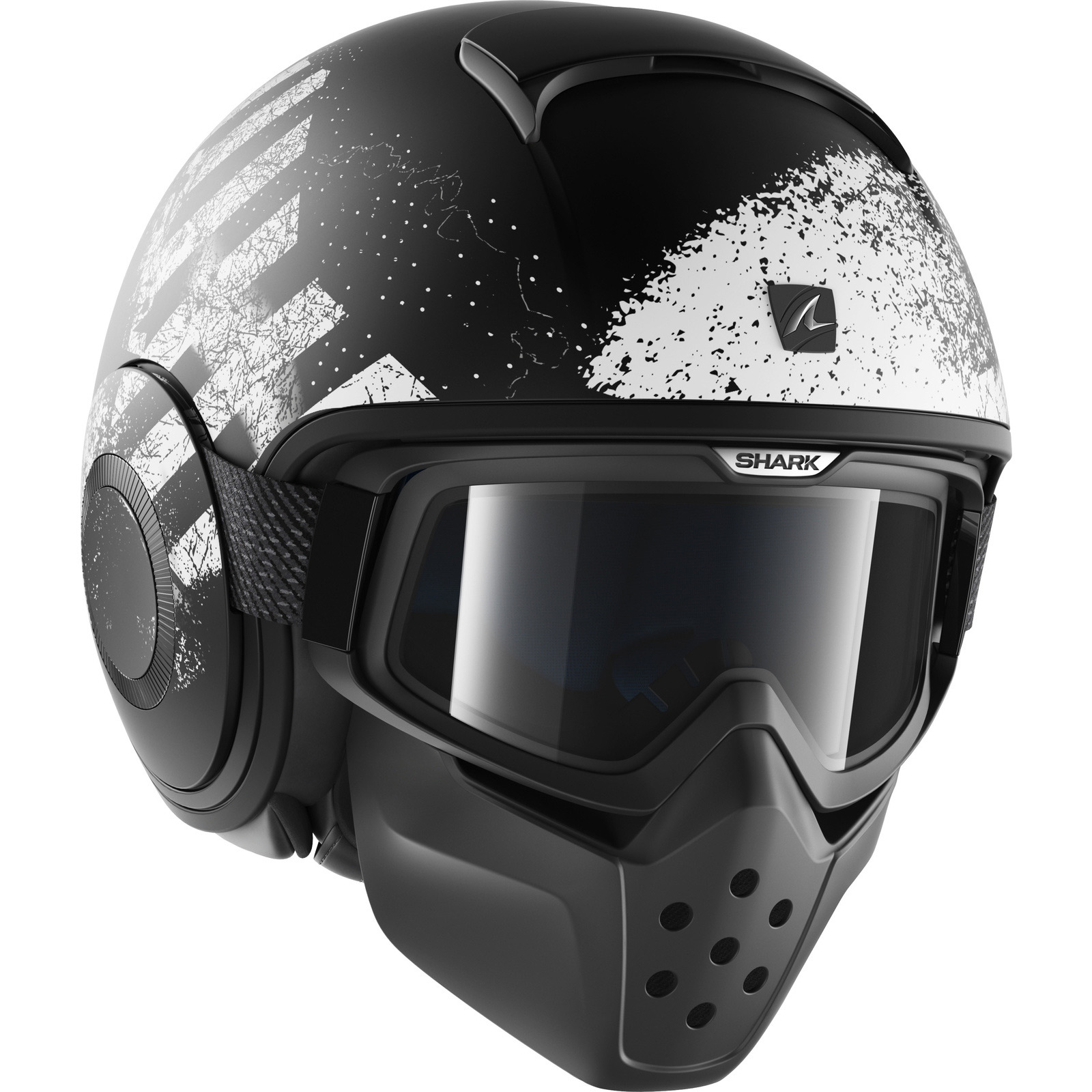 Shark Raw Outcast Open Face Motorcycle Helmet with Goggle & Mask Kit