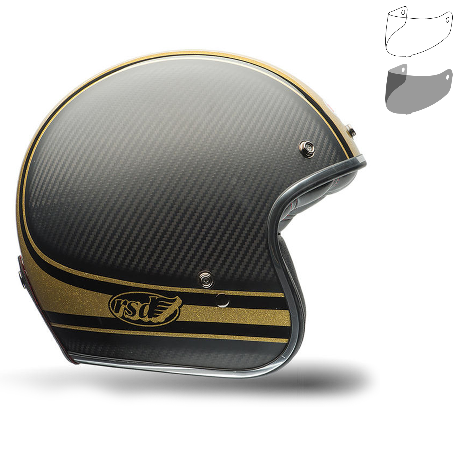 Helmet Jet Bell Custom 500 DLX SE RSD Check IT Black Gold